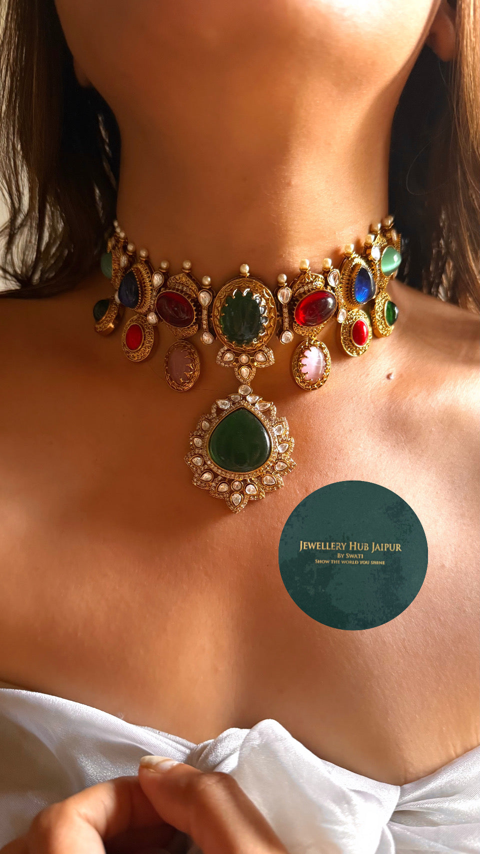 Navratna doublet choker set