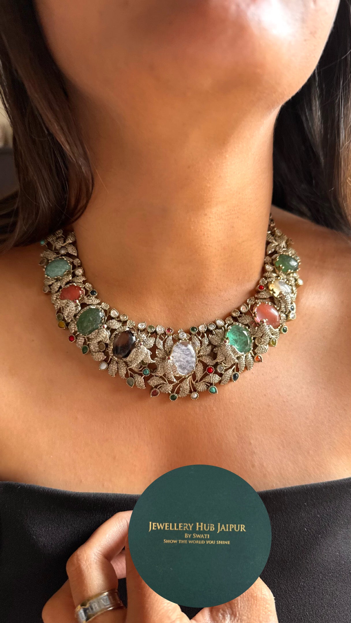 Vintage Sabyasachi inspired real stone victorian necklace