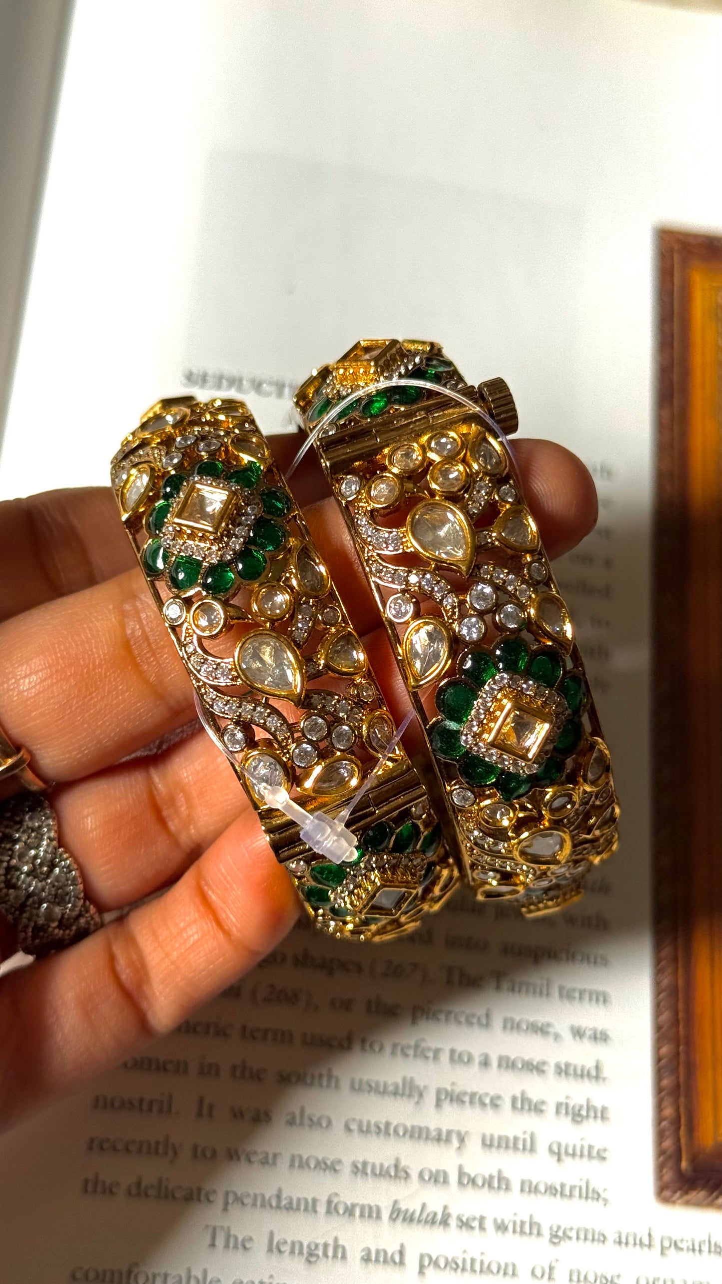 Emerald victorian polki bangles