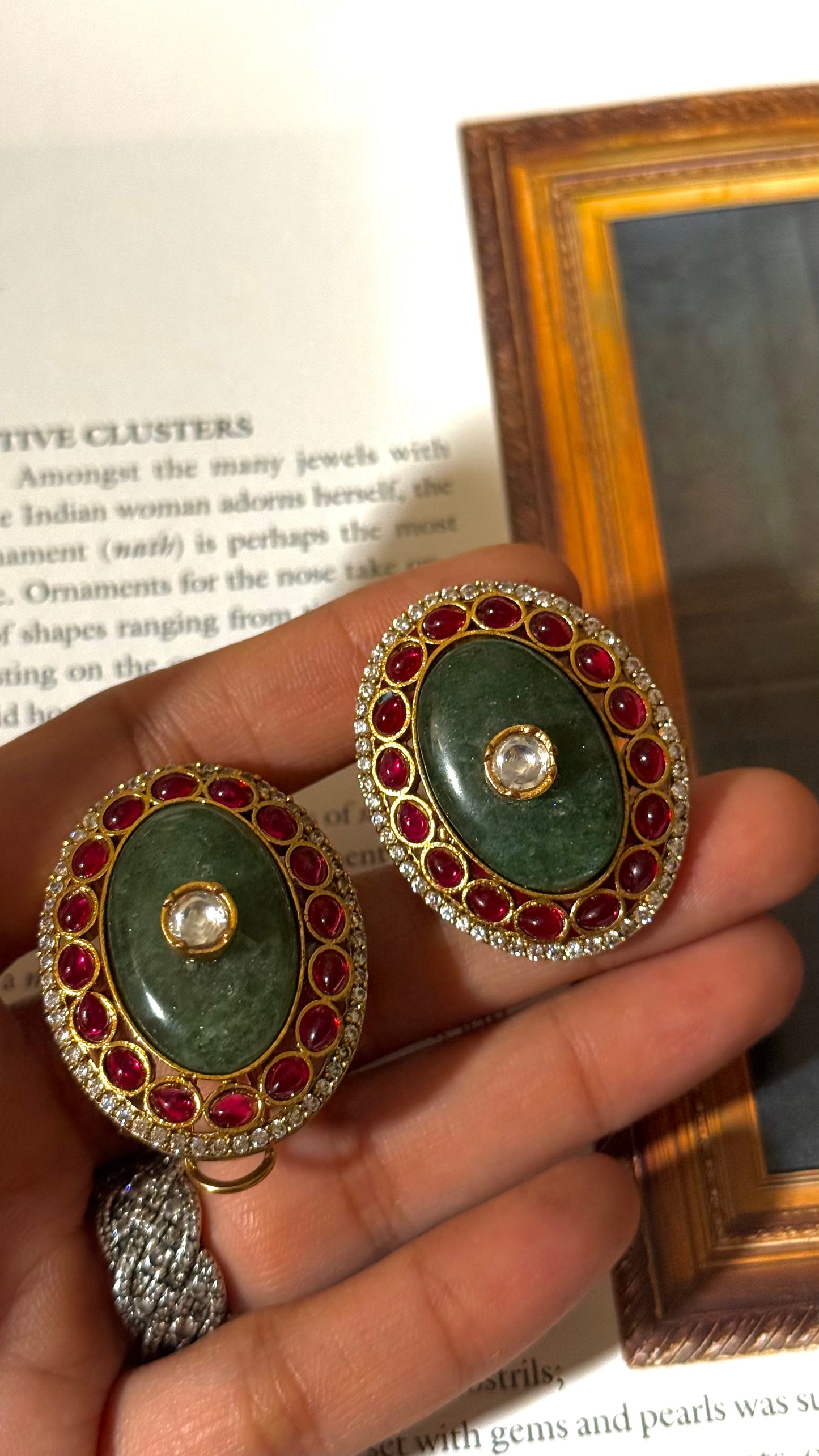AP sage green & ruby studs