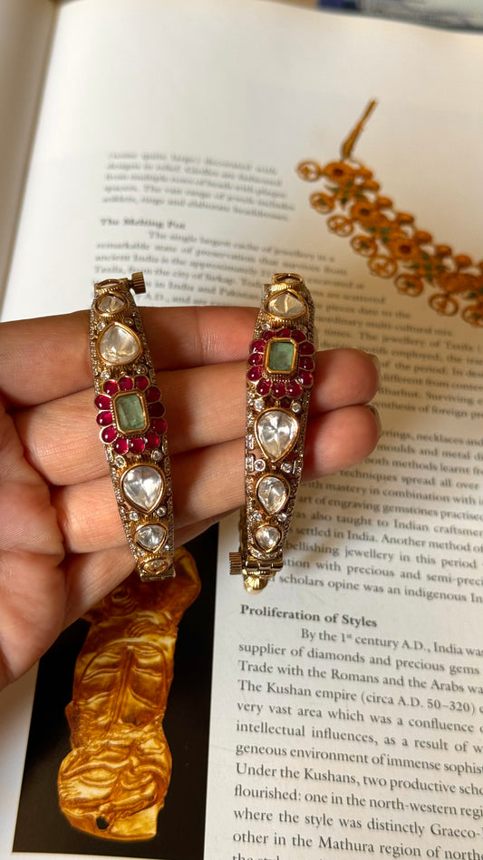 Ruby & mint Victorian bangles with pearl detailing Bangles