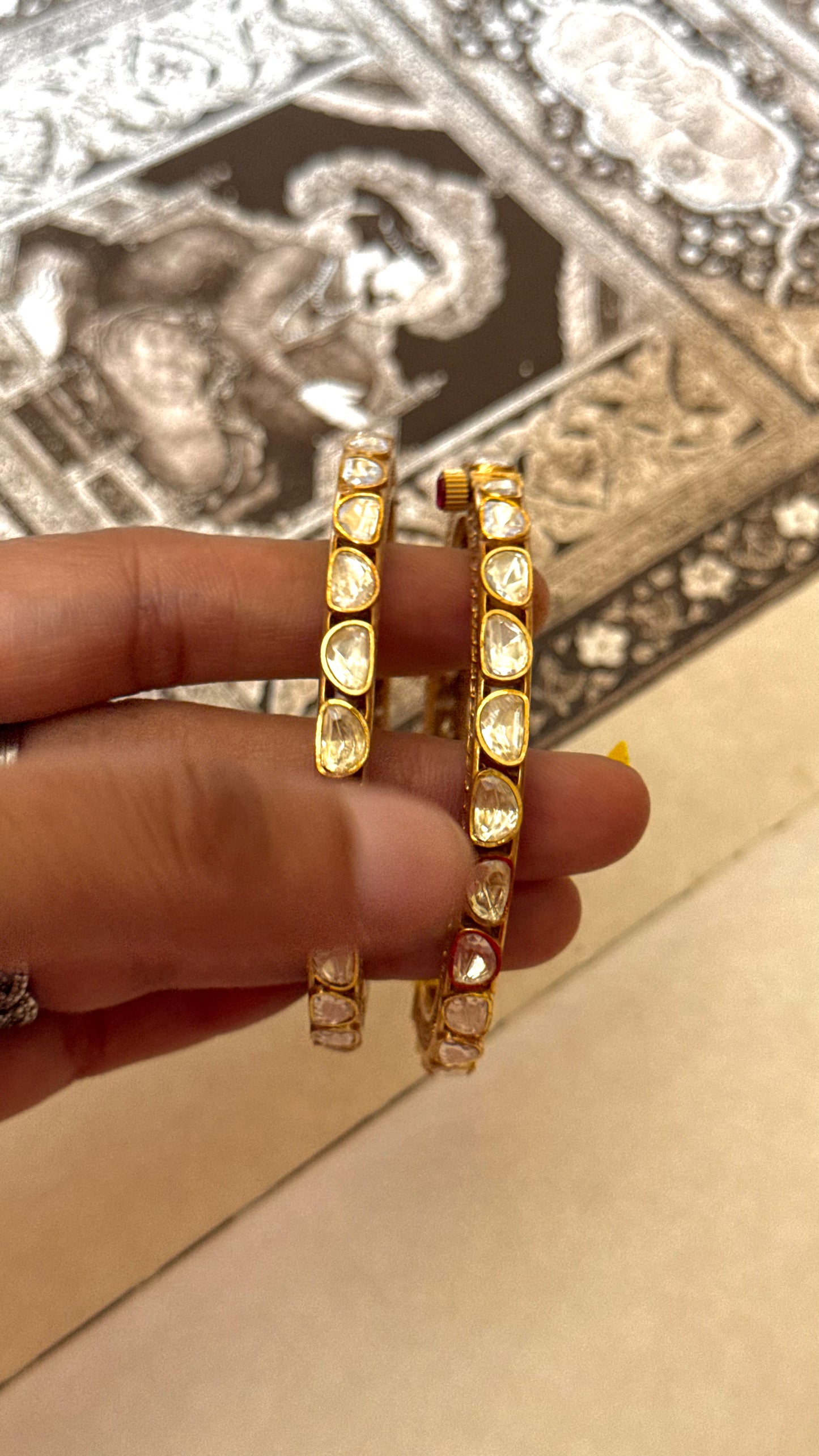 Designer peeli polki Bangles