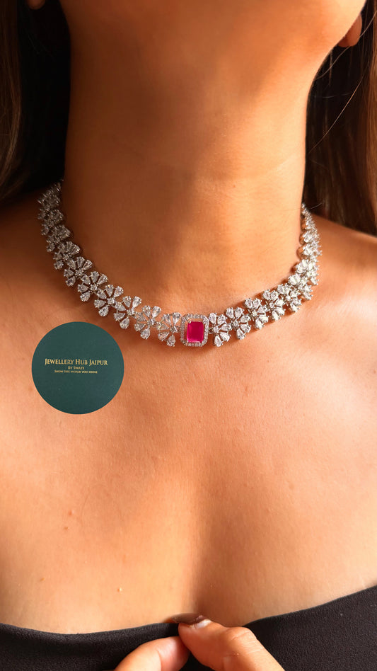 Rani pink cz diamond collar necklace