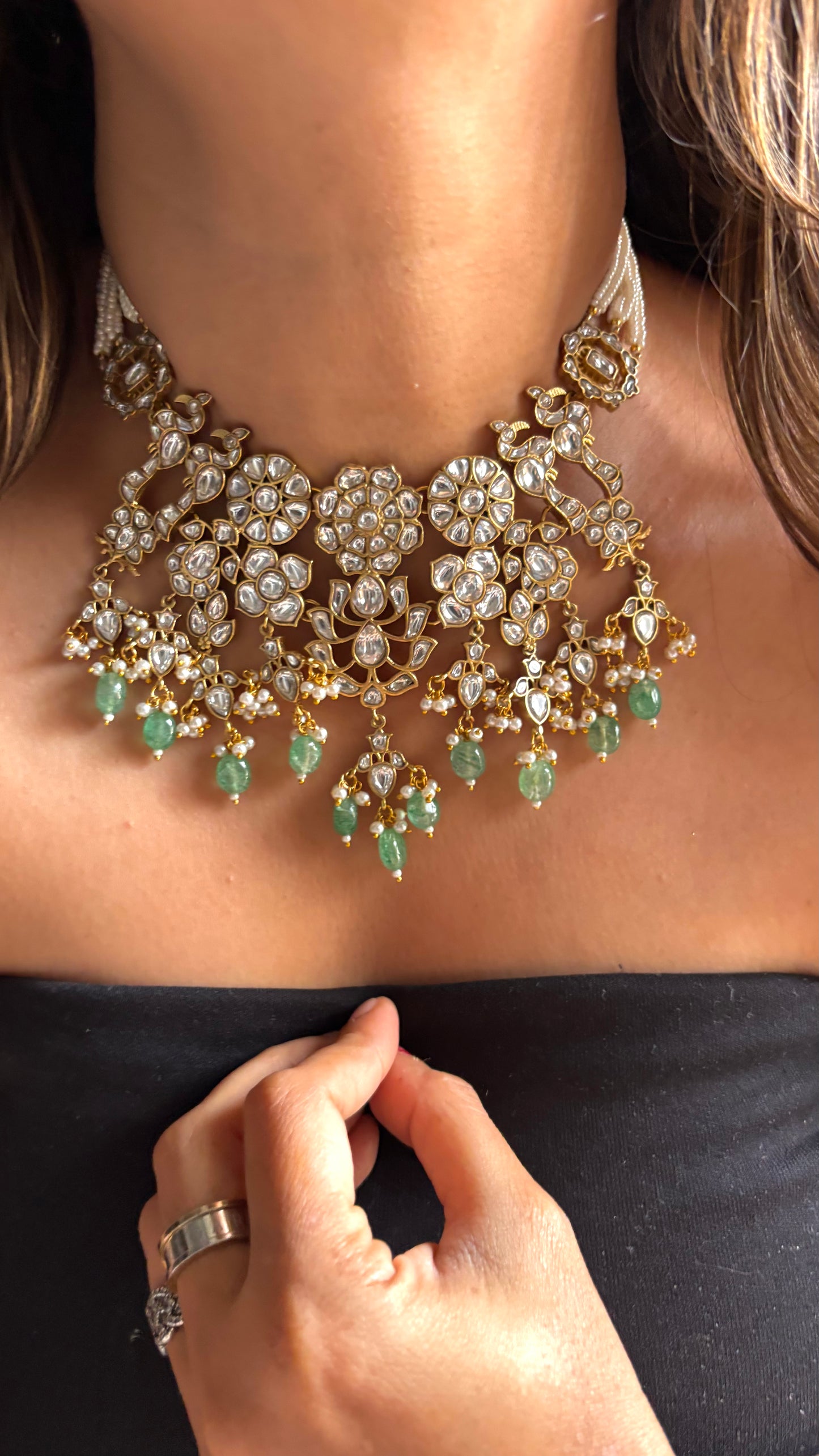 Paachi heritage polki necklace