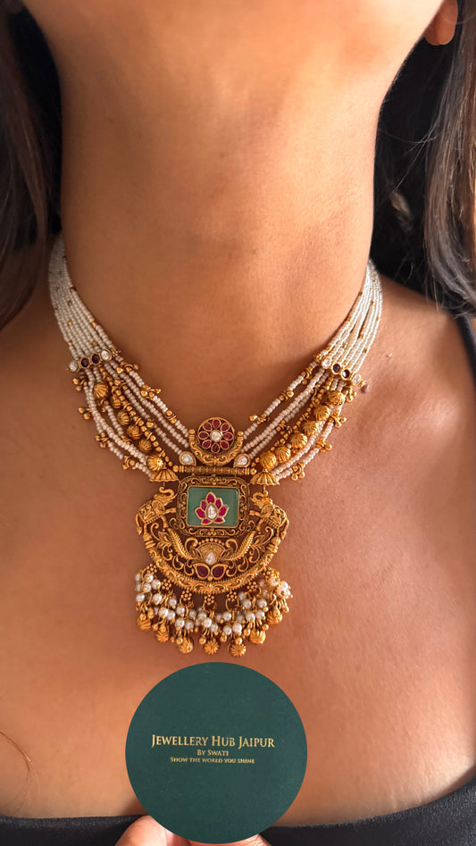 Mint ruby inlay heritage necklace