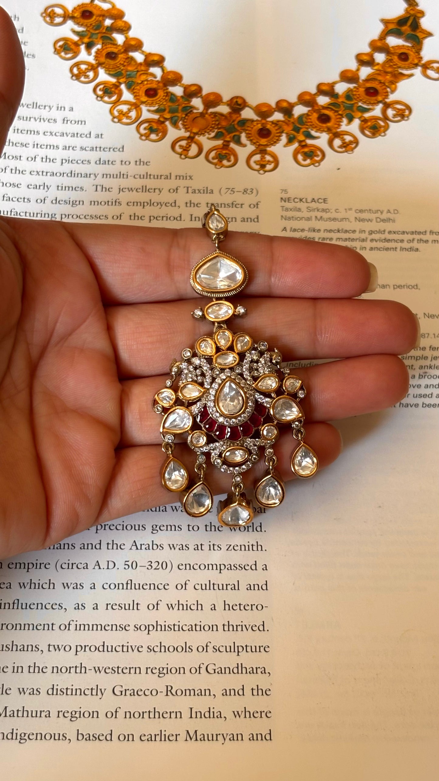 Ruby real moissanite polki Maangtika