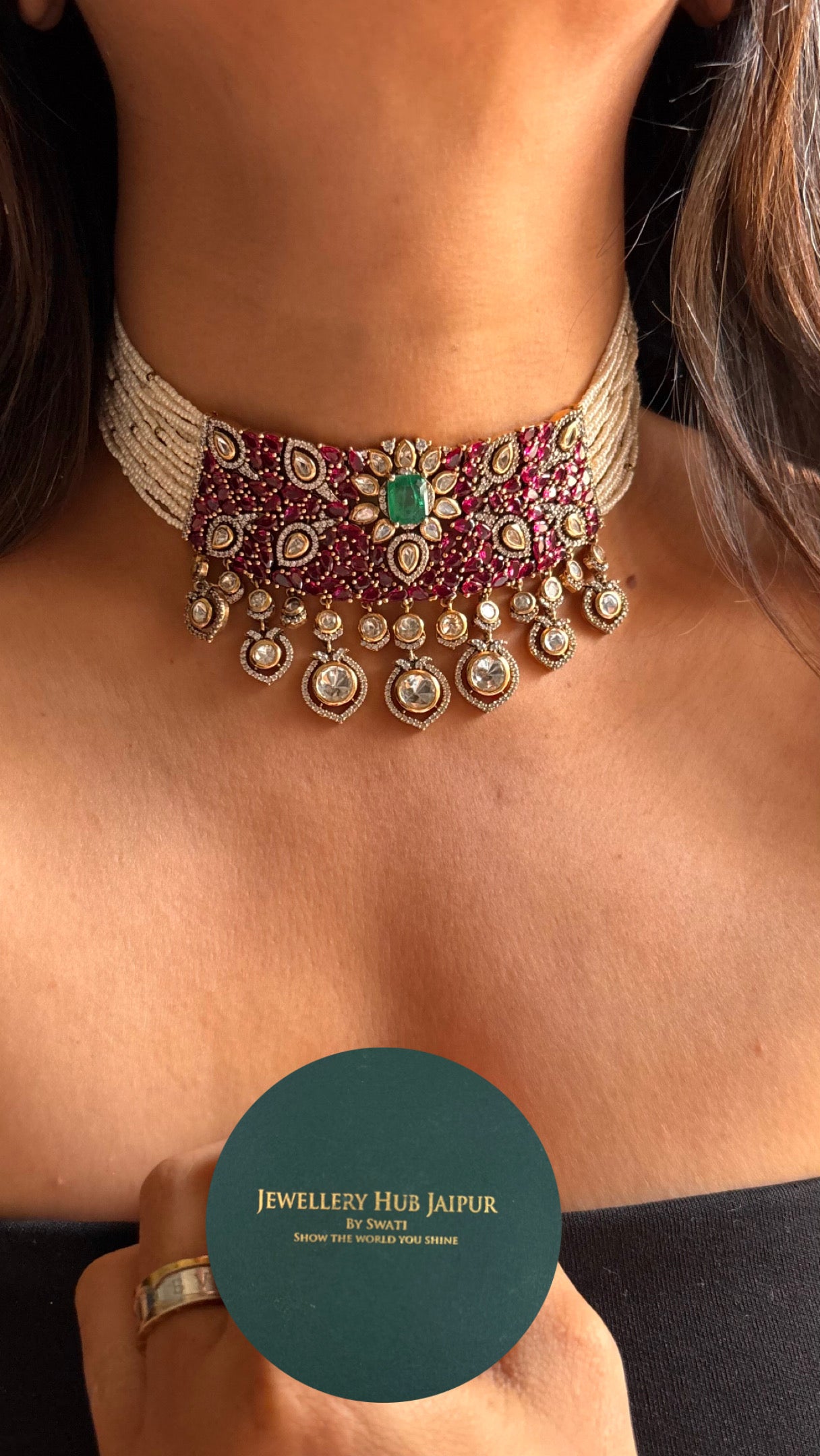 Rani pink takkar work choker