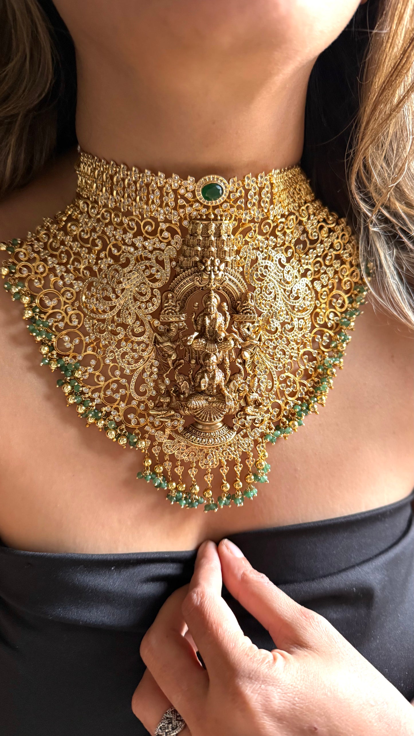 Goddess Laxmi Inspired real gold polki choker