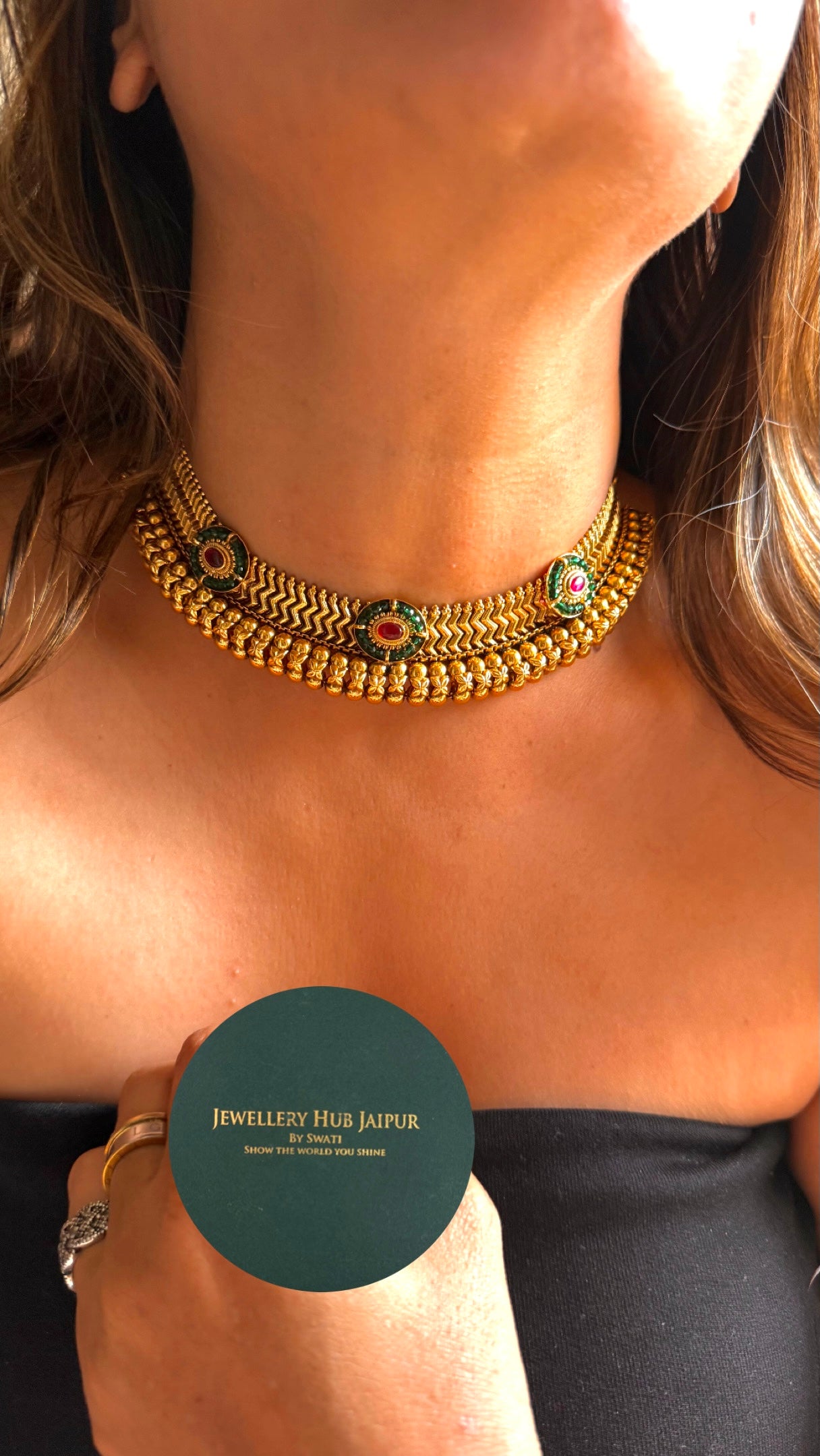 Emerald & ruby suthla nakshi Necklace
