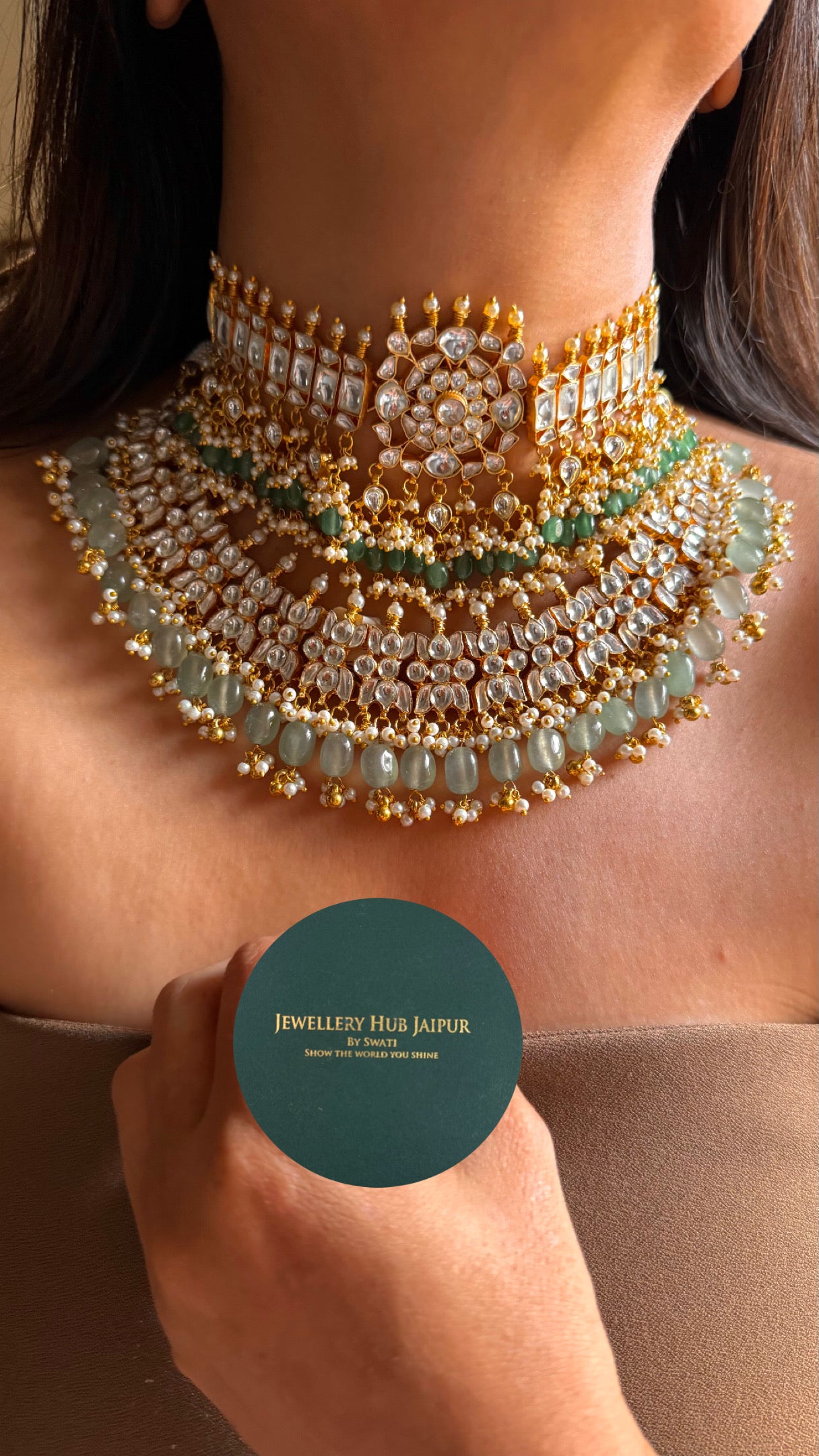 Bridal asia paachi kundan handmade real strawberries Necklace combo