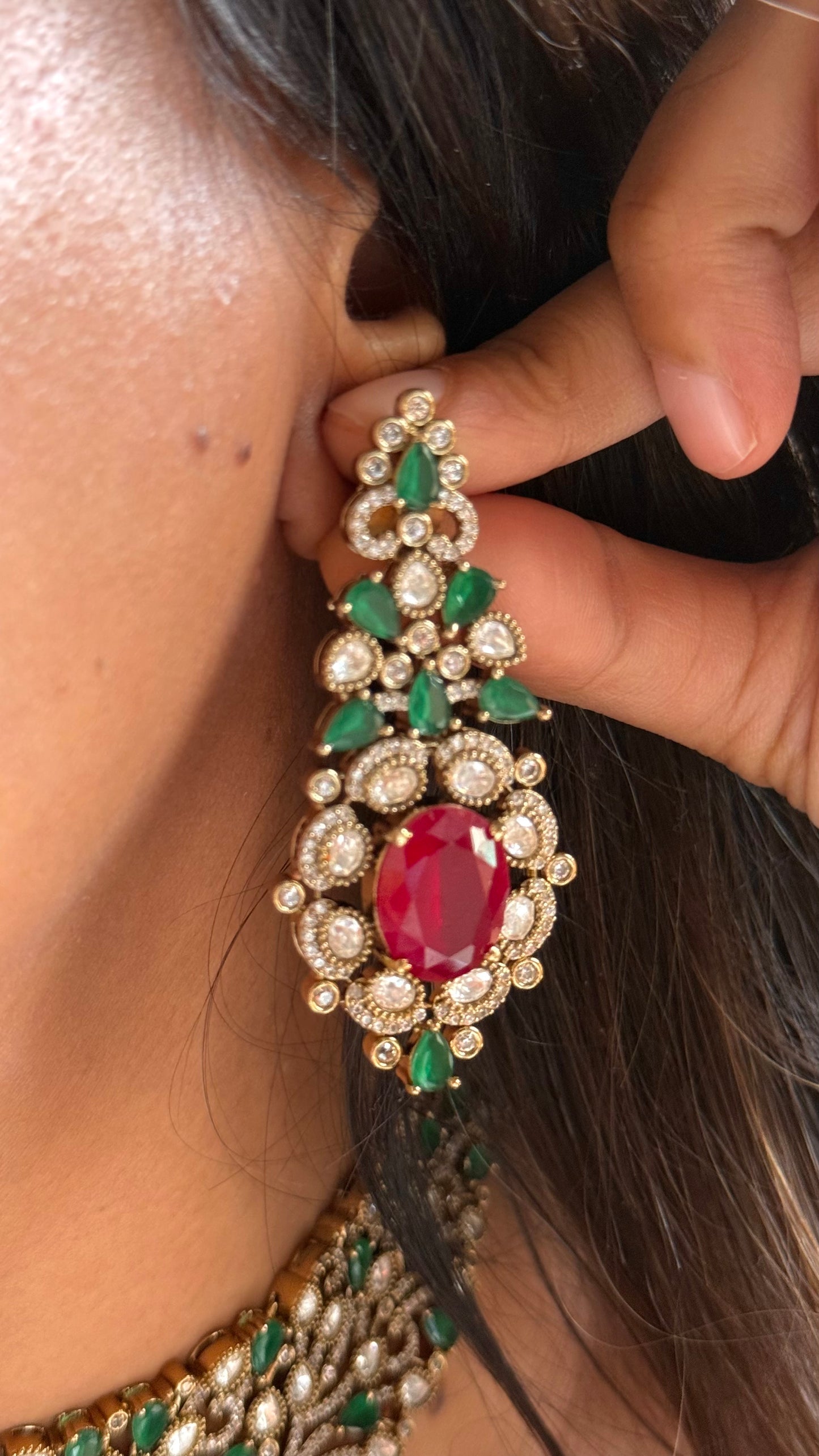 Ruby & emerald doublets designer Necklace