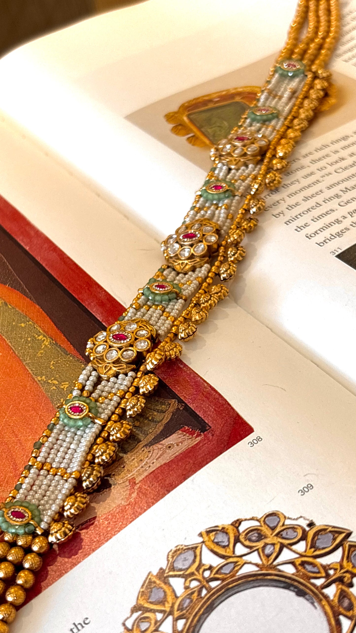 Floral ruby kundan rajwada mathapatti