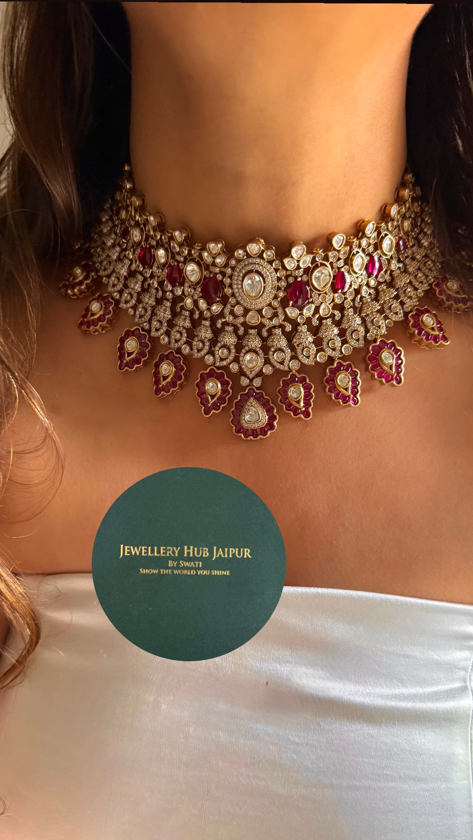 Rani pink Moissanite Victorian choker