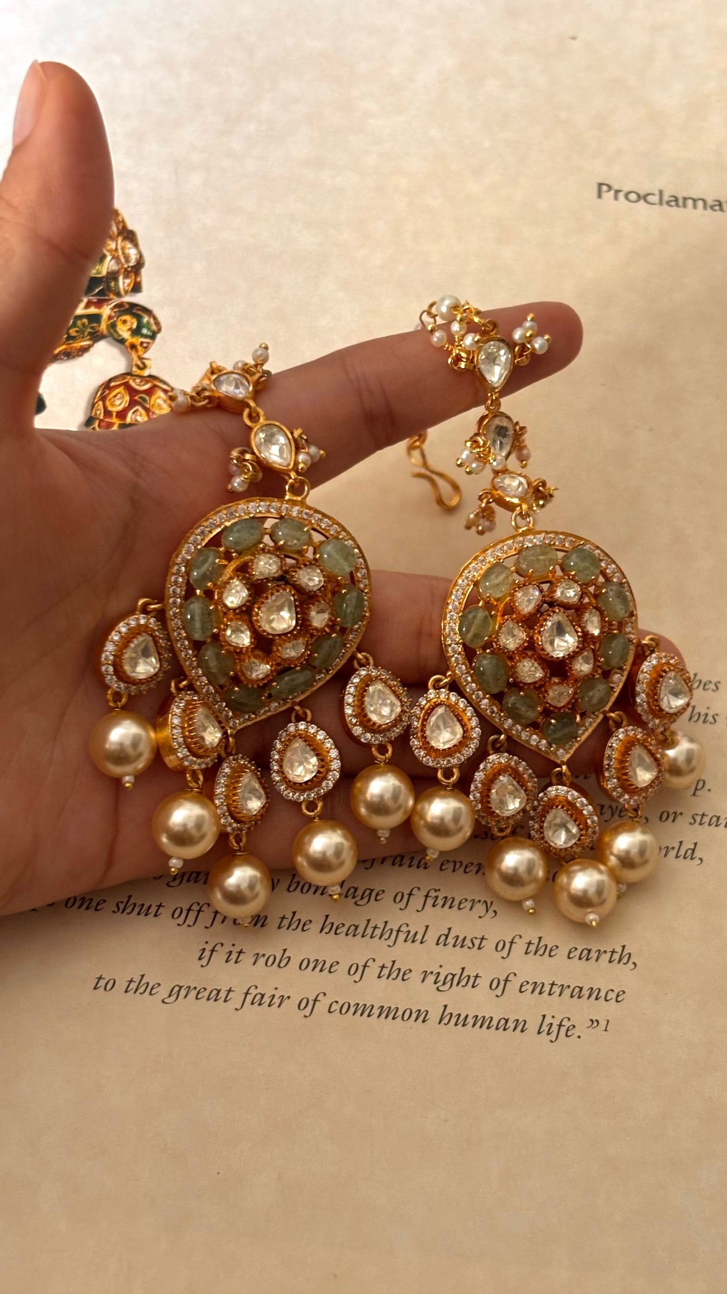 Mint real moissanite with drops Earrings