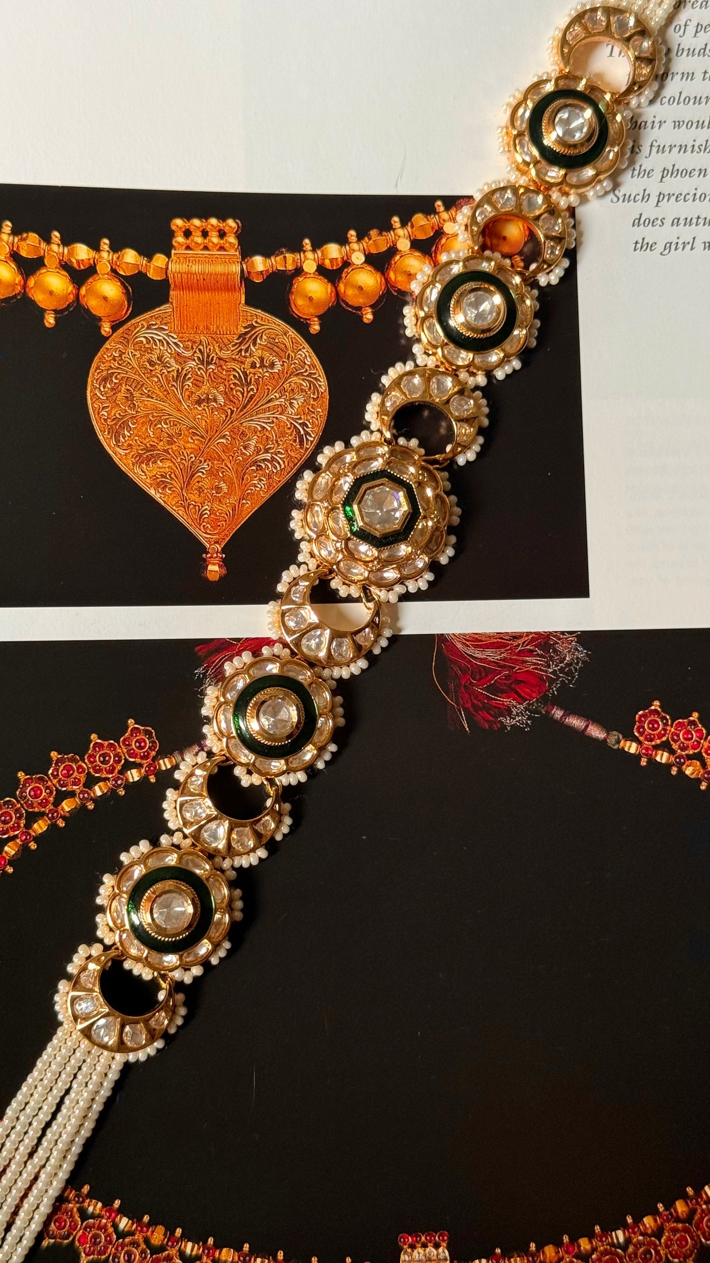 Emerald meenakari polki sheeshpatti