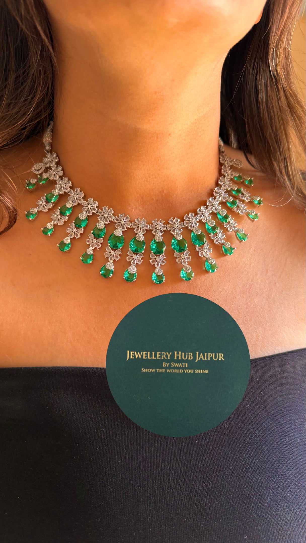 Mint minmal diamond necklace