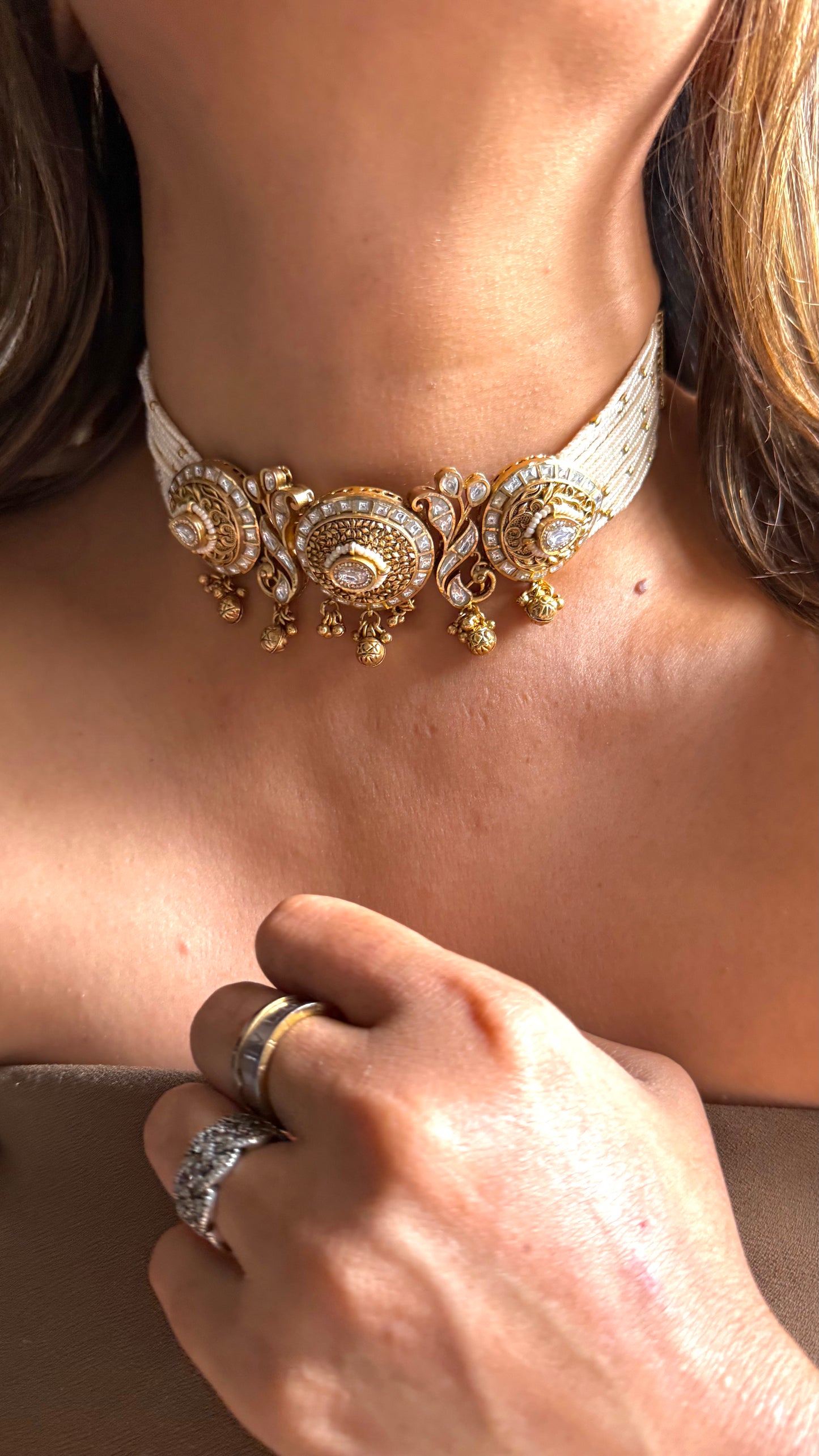 Basra pearl nakshi polki choker