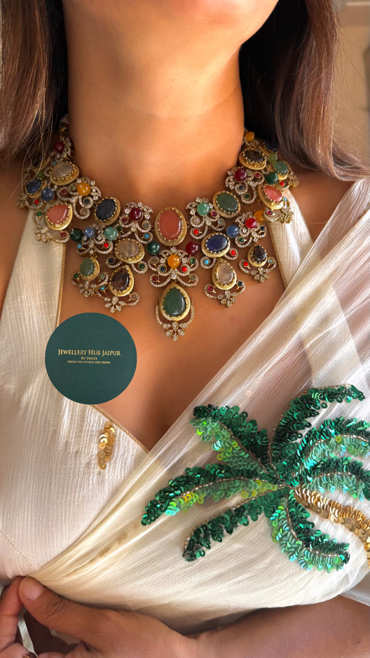 Sabyasachi inspired navratna necklace