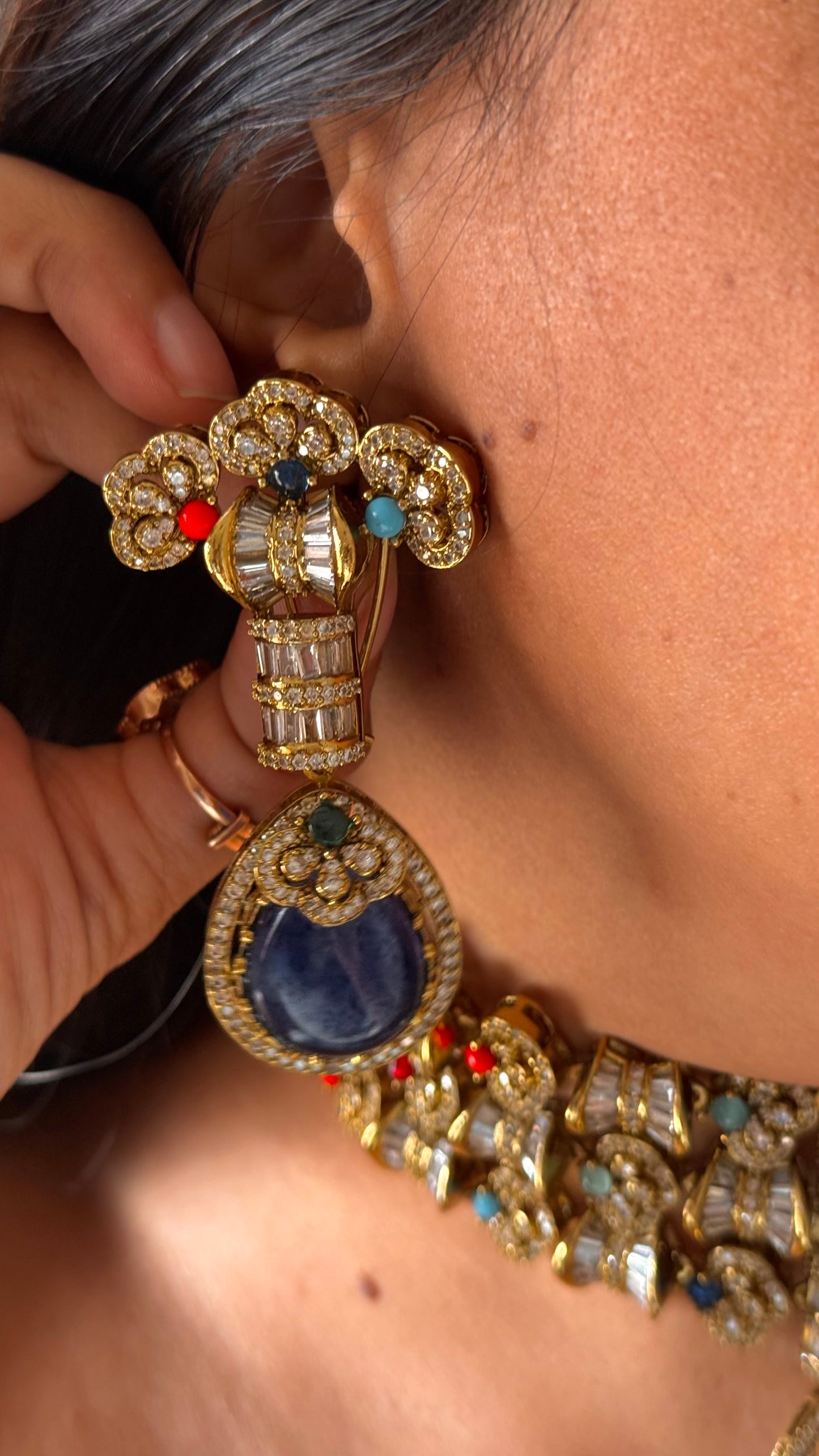 Sabyasachi inspired cocktail necklace (sapphire)