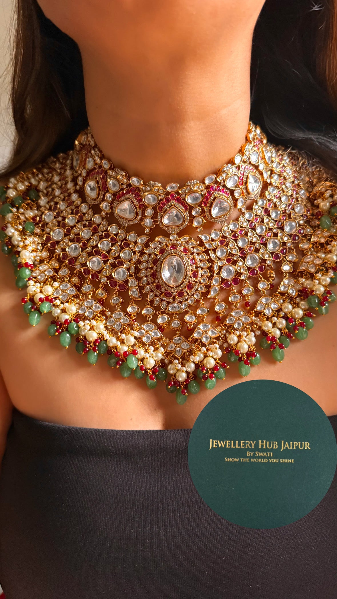 Bhanumati ruby moissanite bridal choker set