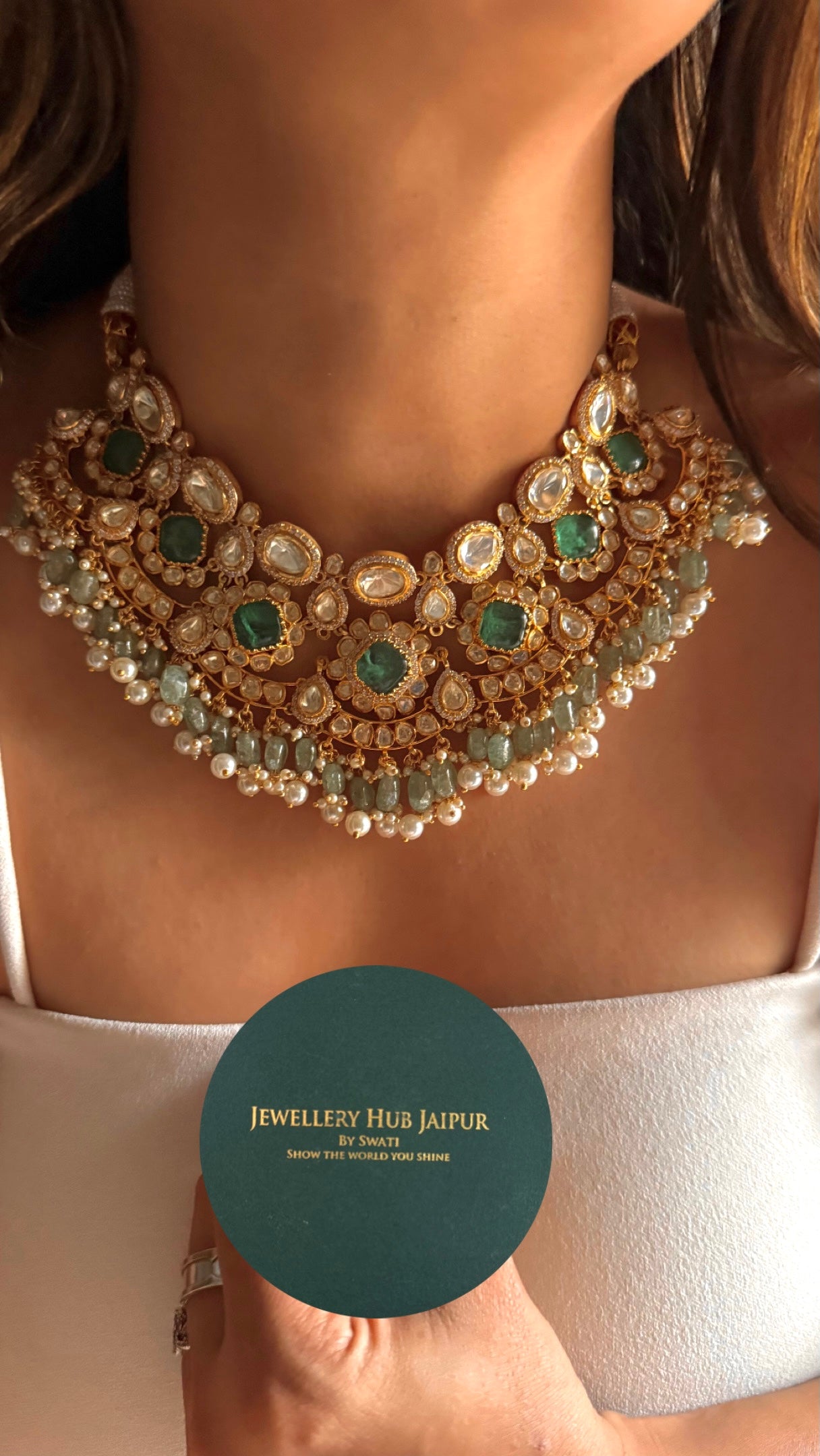 Mint doublet real moissanite bridal Asia Necklace