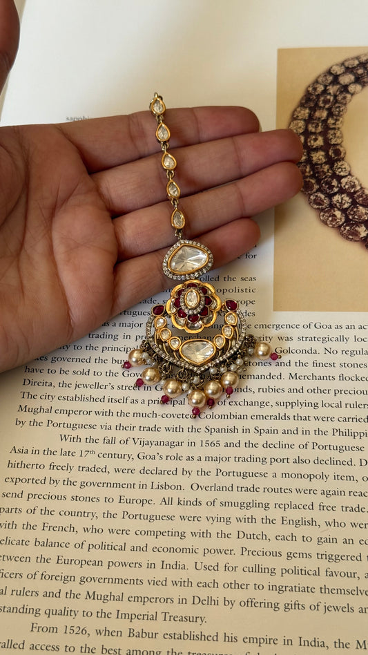 Rubby takkar work victorian uncut polki maangtika