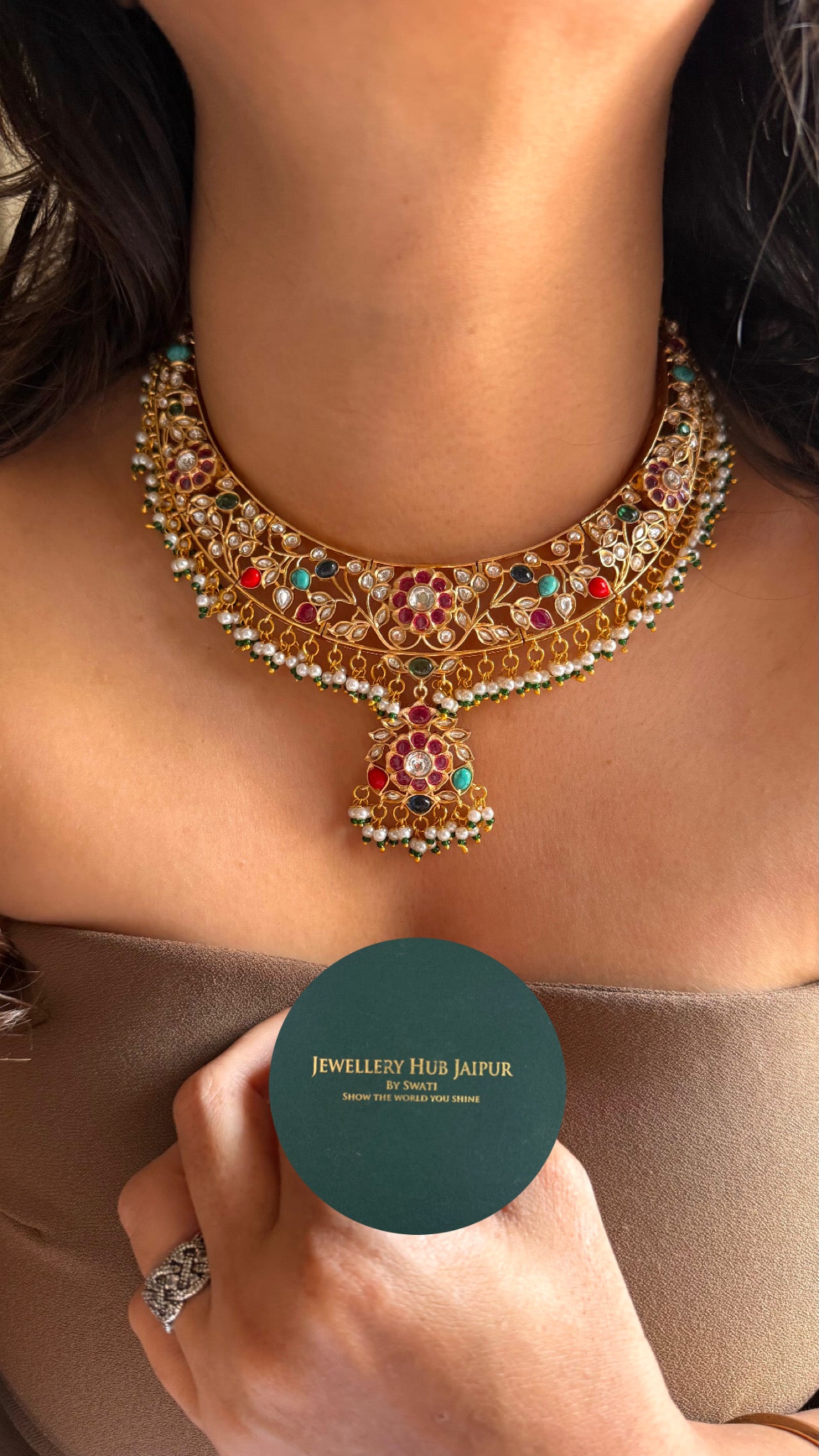Heritage floral multicoloured collar Necklace