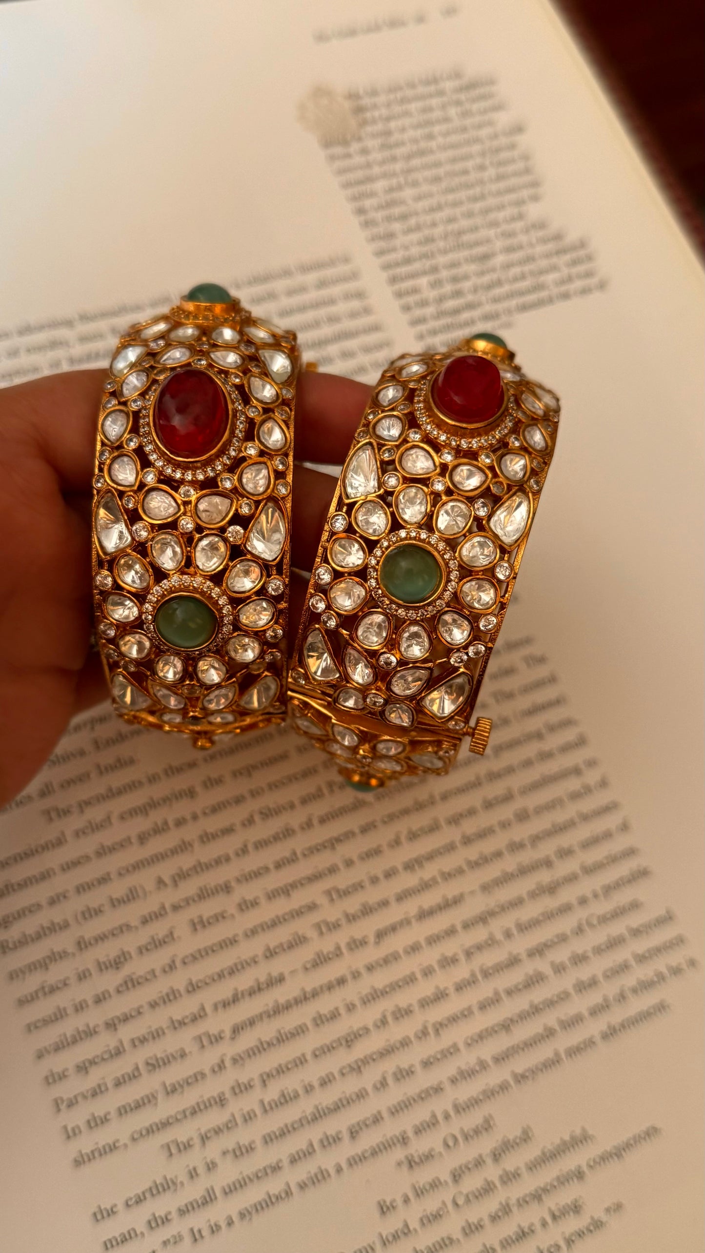 ruby and mint polki bangles