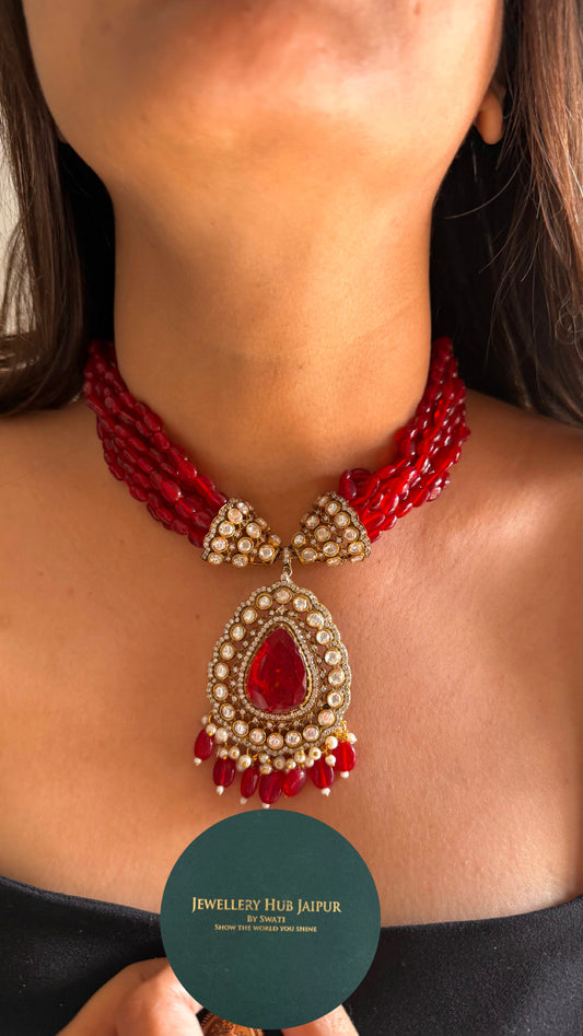 Ruby cocktail doublet necklace