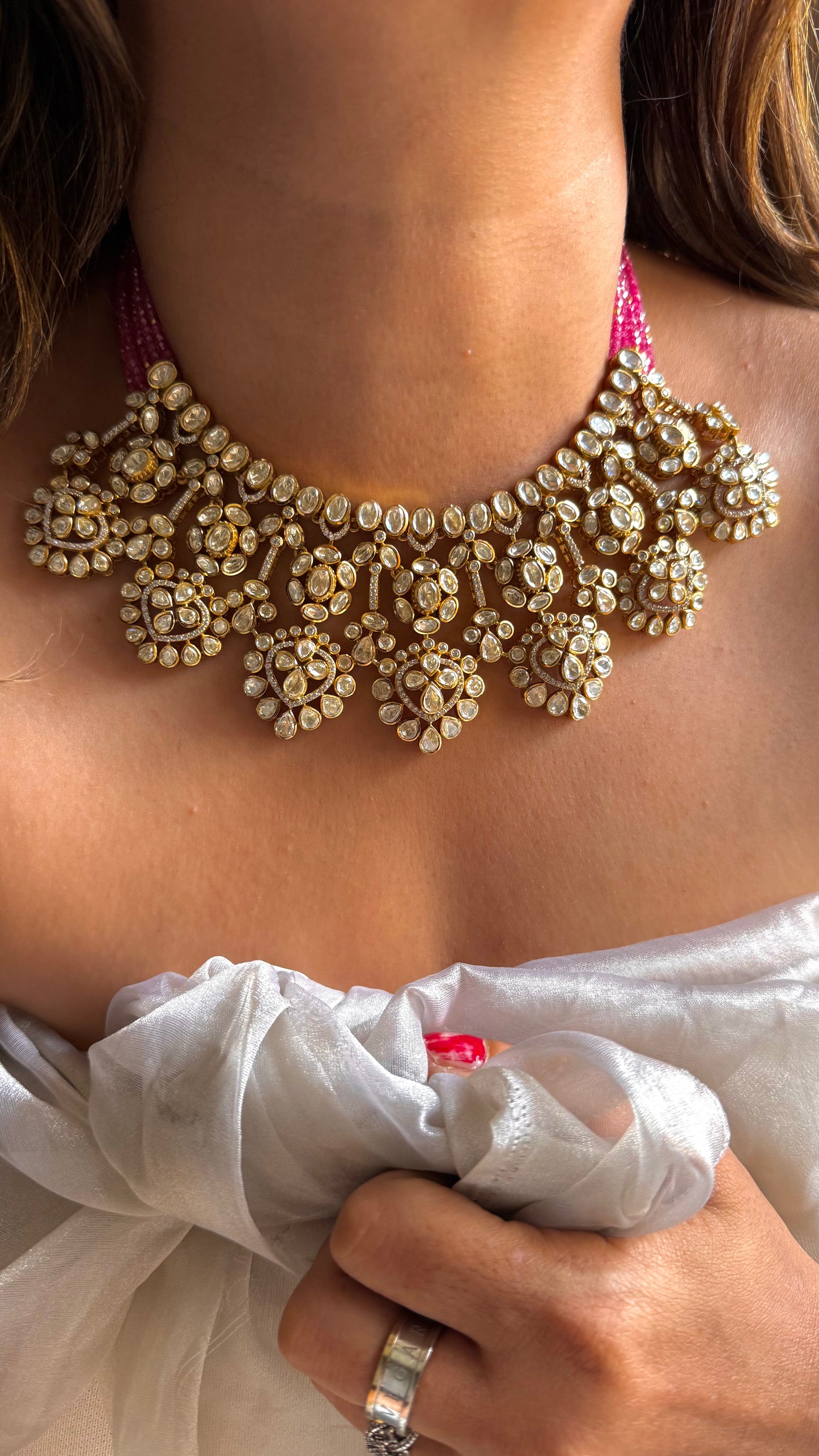 Royal Polki designer necklace with ruby srings