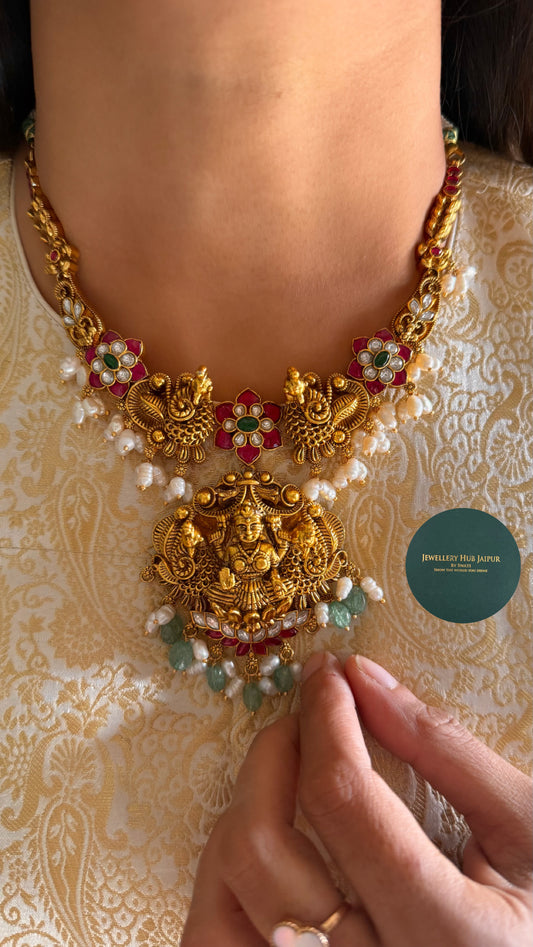 goddess Laxmi Kemp floral necklace