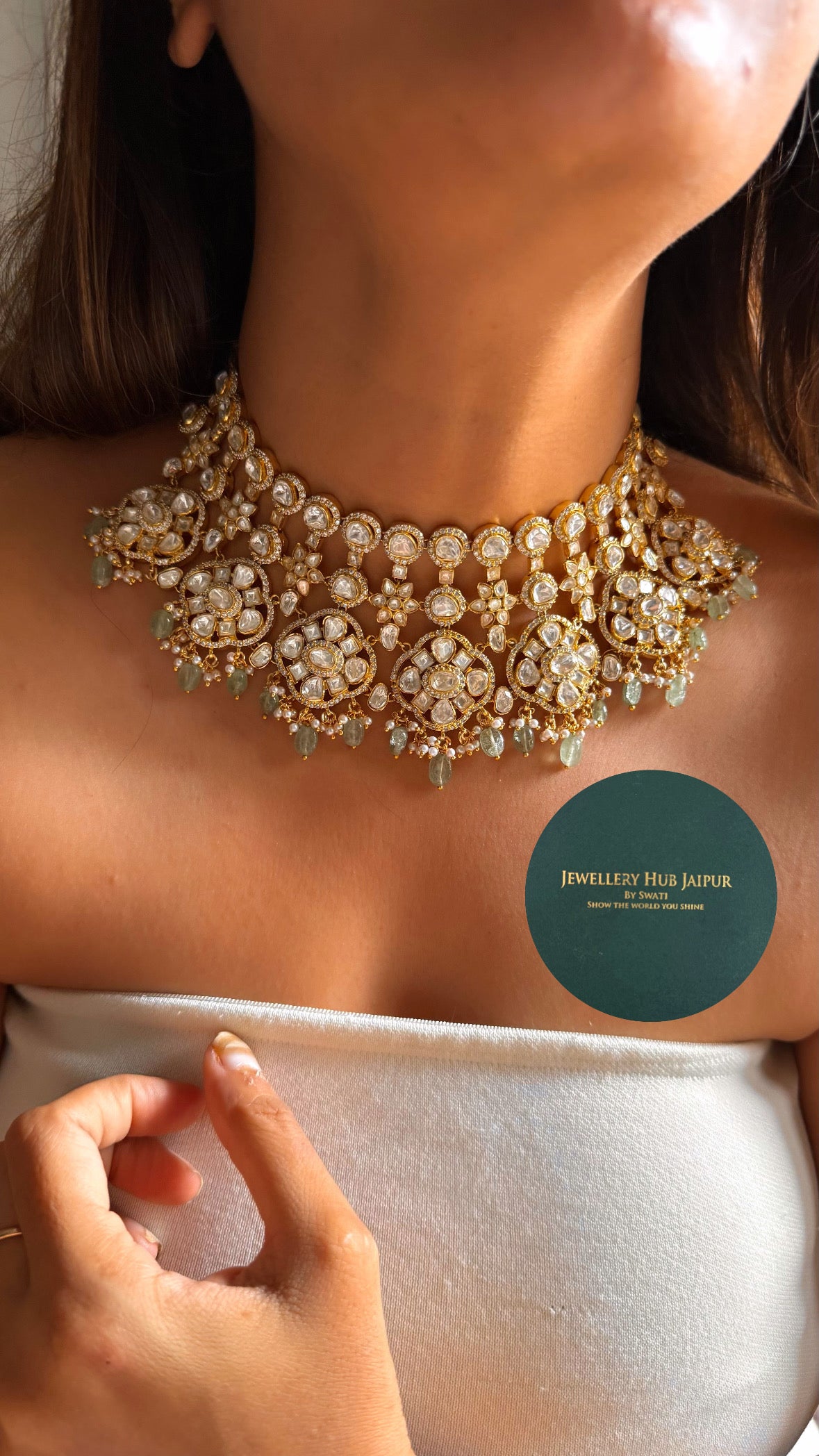 Real moissanite strawberry drop bridal necklace set