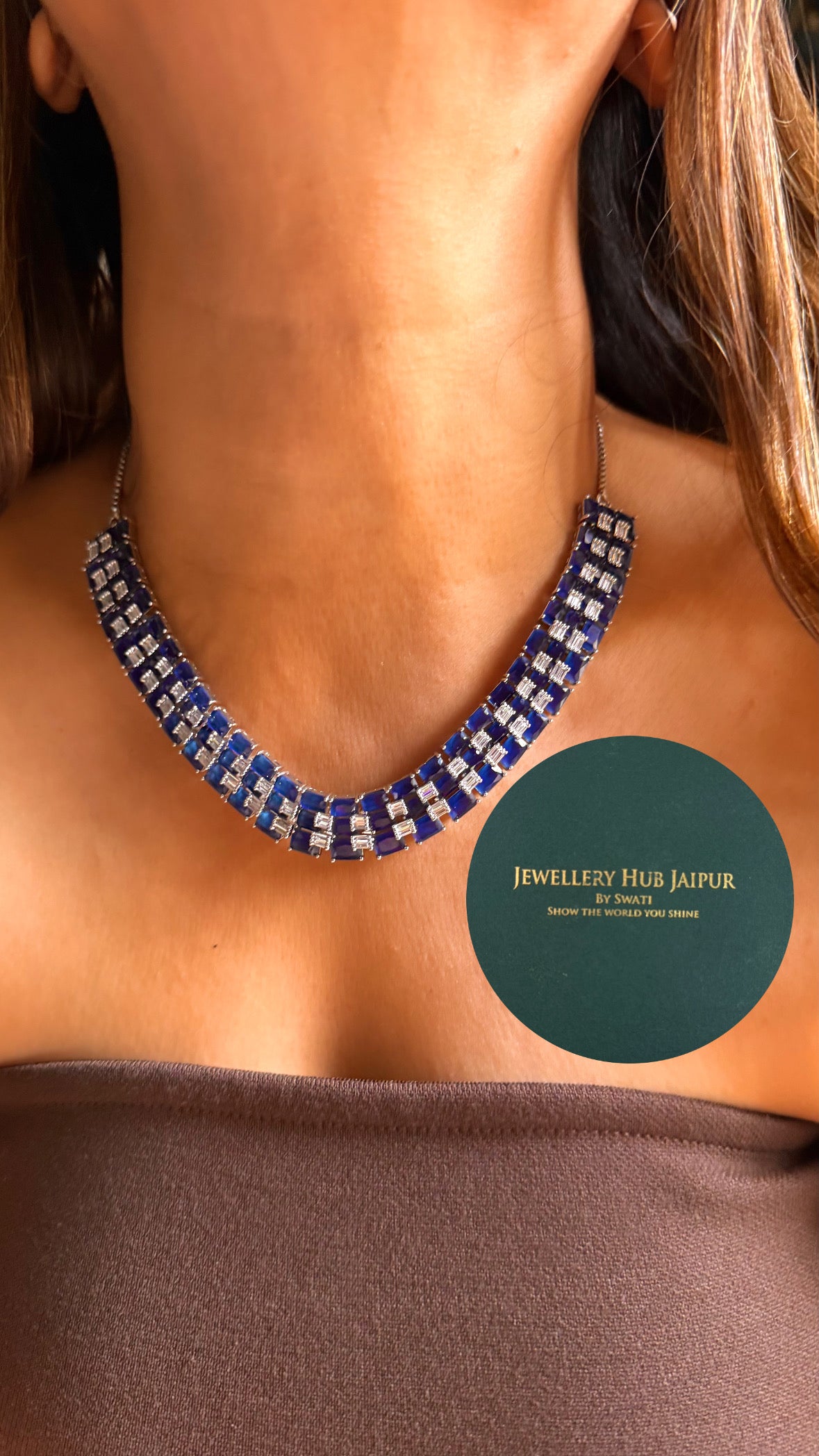 Sapphire cz diamond designer collar set