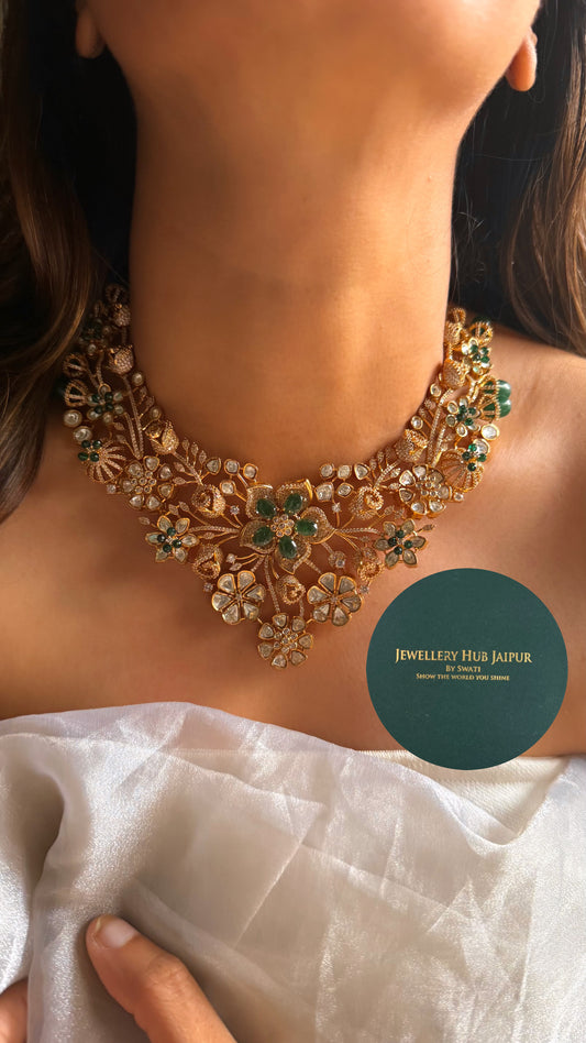 Emerald doublet deisgner floral cocktail collar set