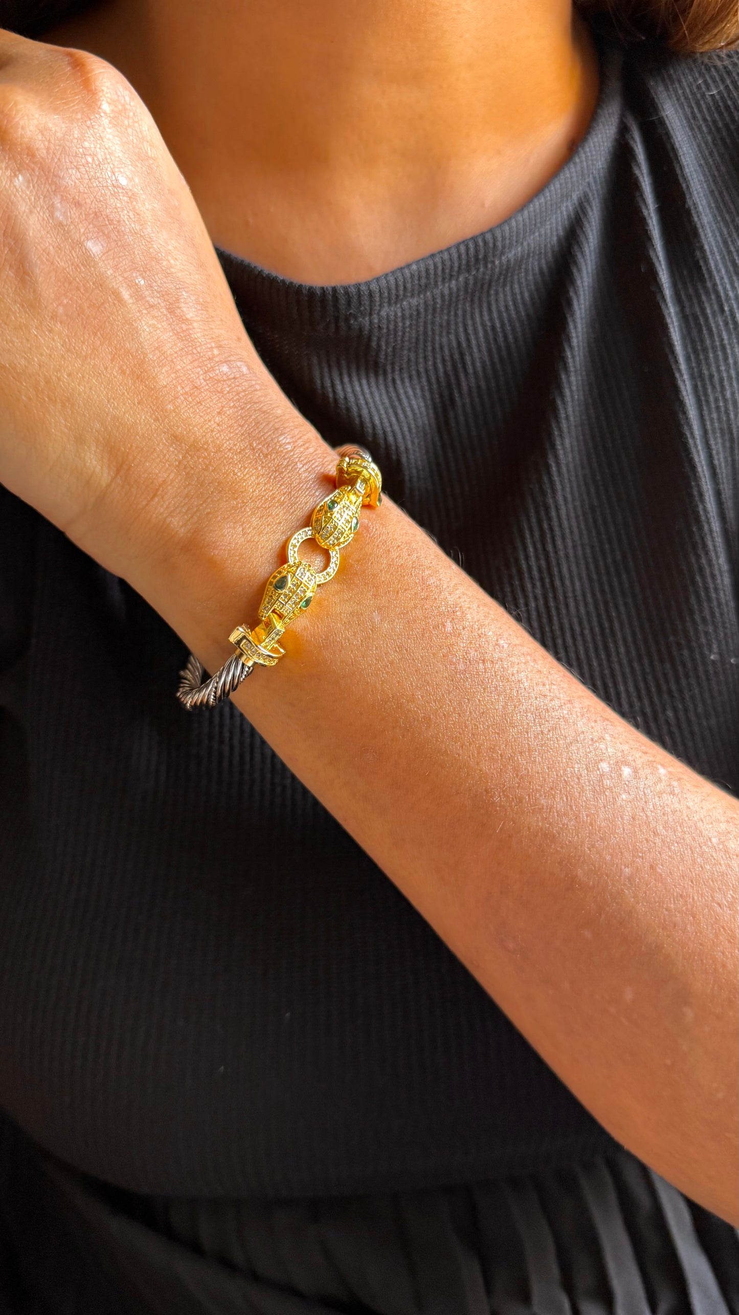 Emerald Eye Panther Link Bracelet
