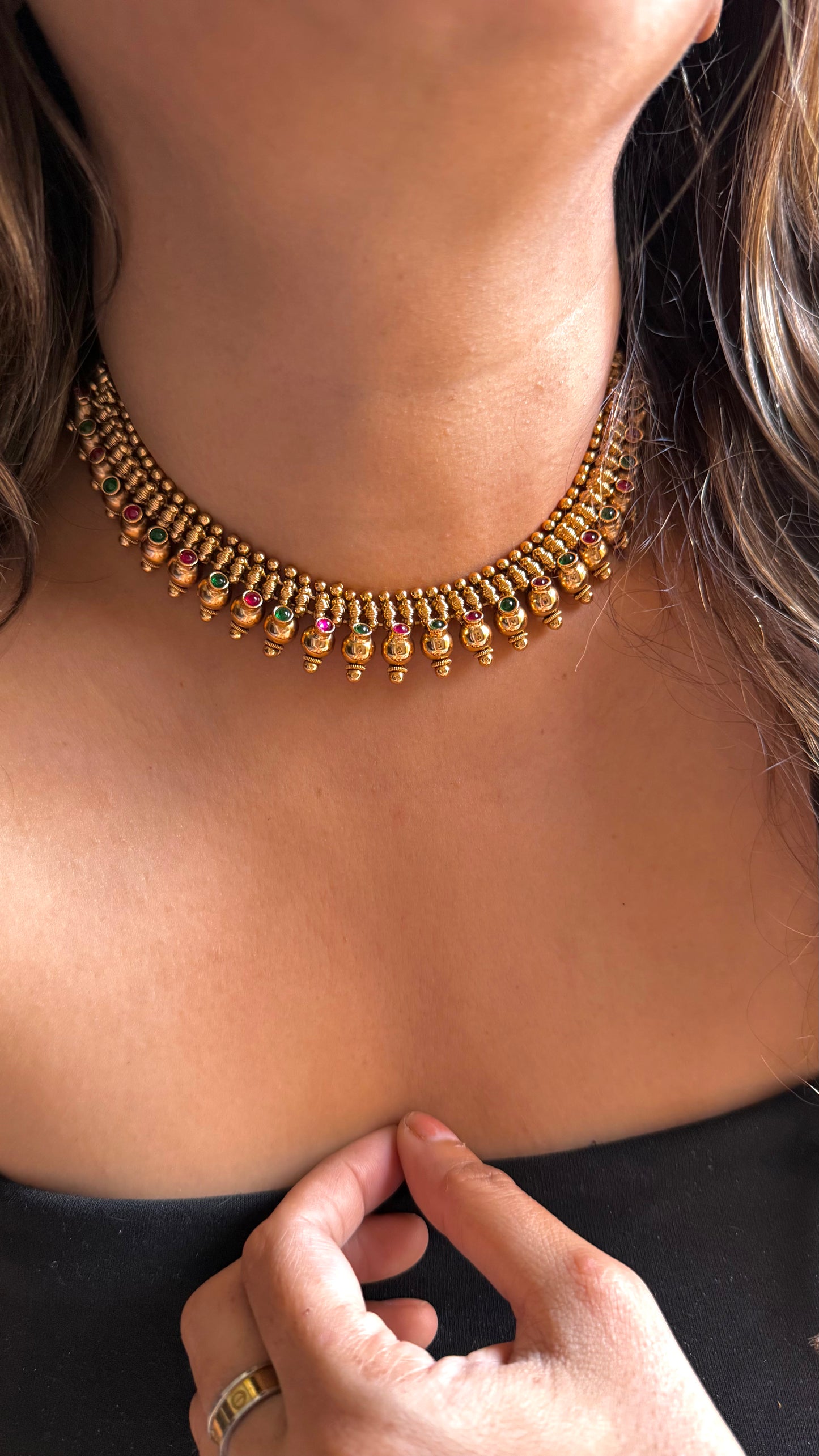 Maharashtra Ruby emerald minimalist choker