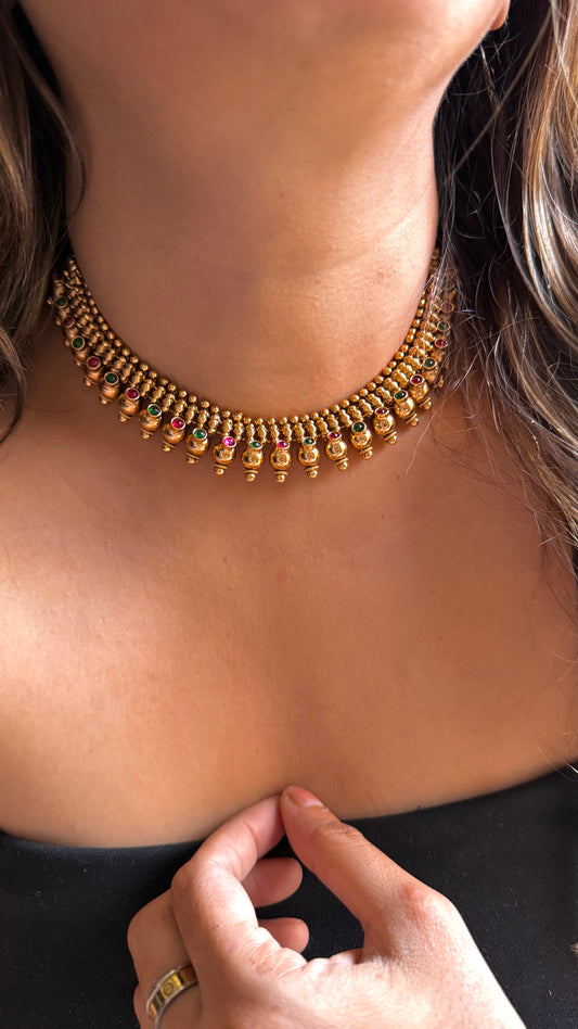 Maharashtra Ruby emerald minimalist choker