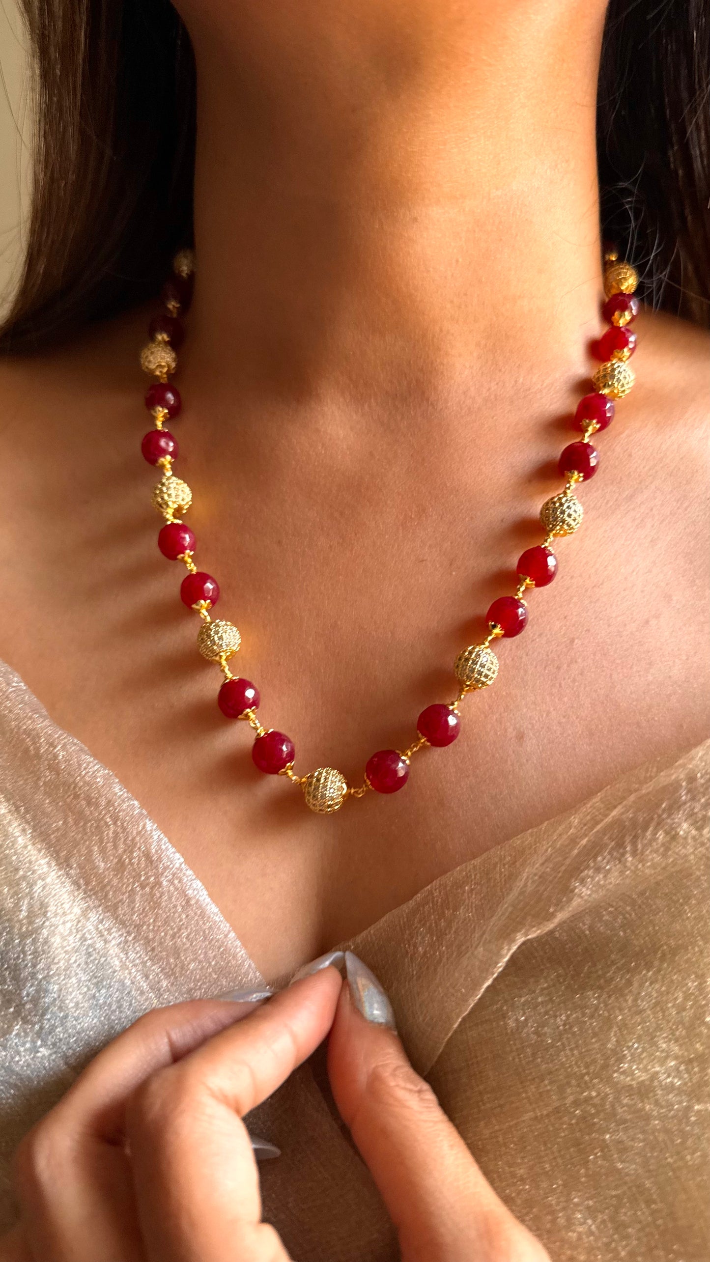 Ruby & emerald stone string/ mala
