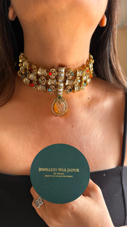 Sabyasachi inspired cocktail necklace (Peach)