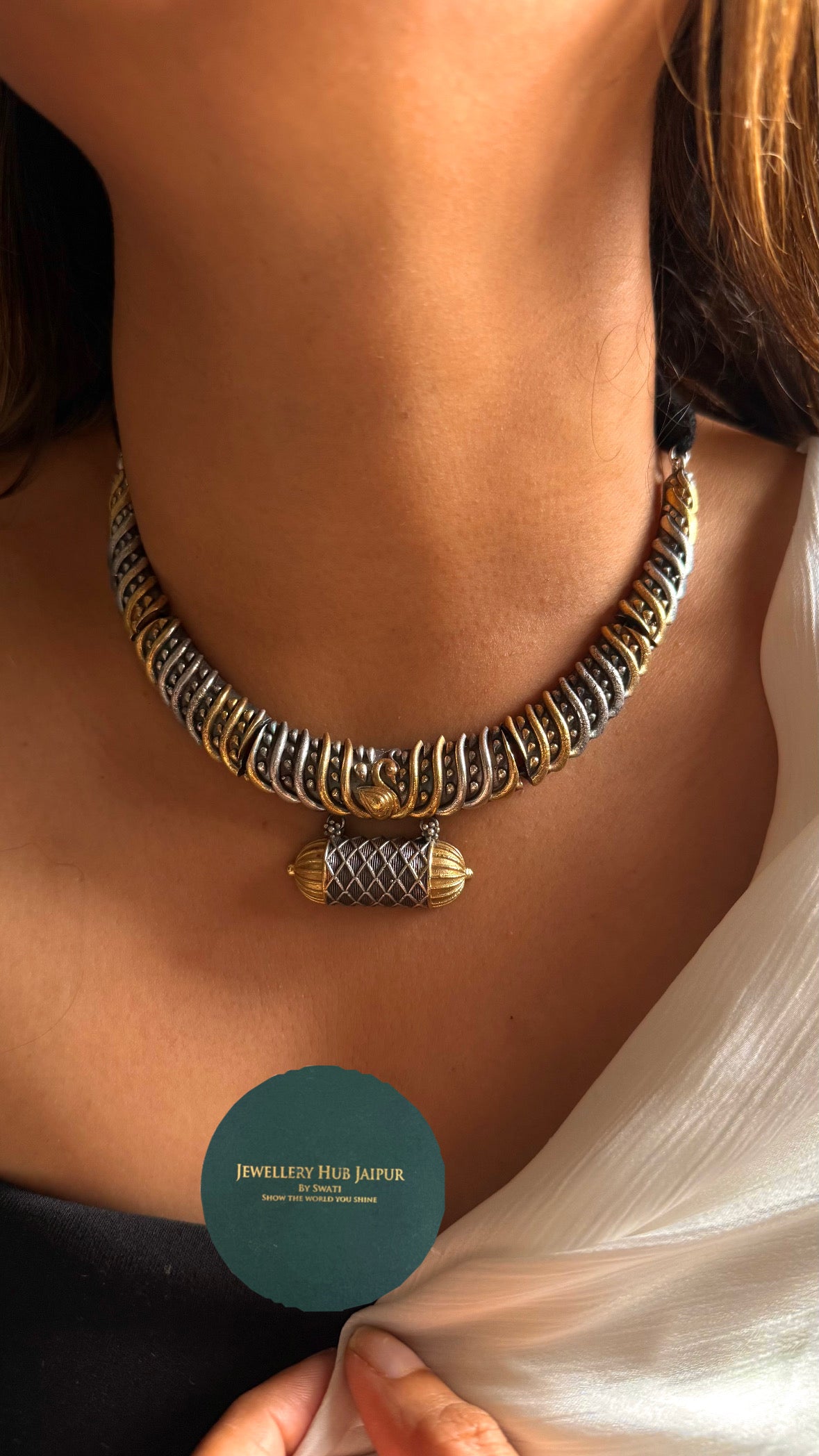 Asur Silver & Gold Tribal Braided Hasli