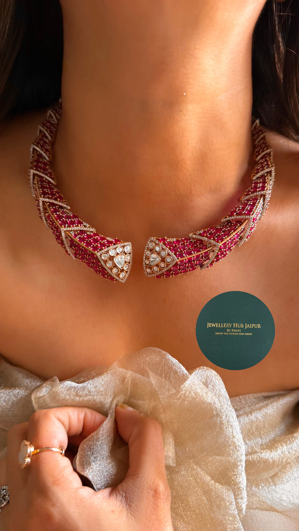 Designer ruby & moissanite hasli