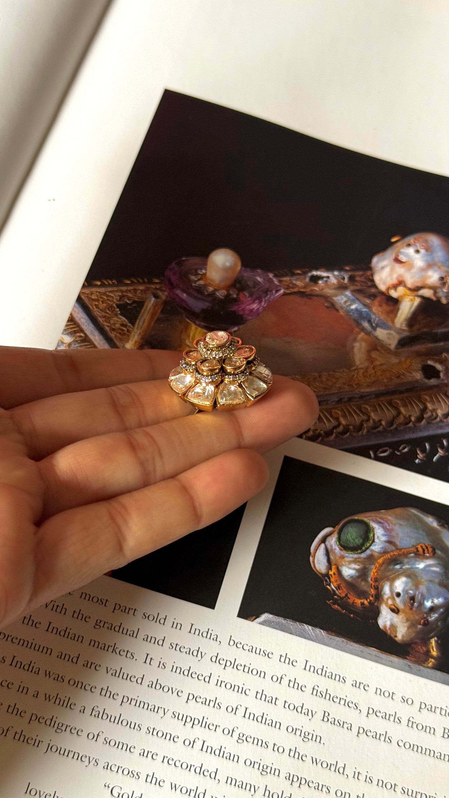 Peeli Polki double floral ring
