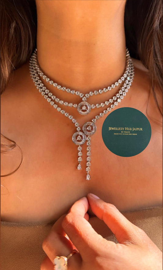 Triple layer diamond necklace