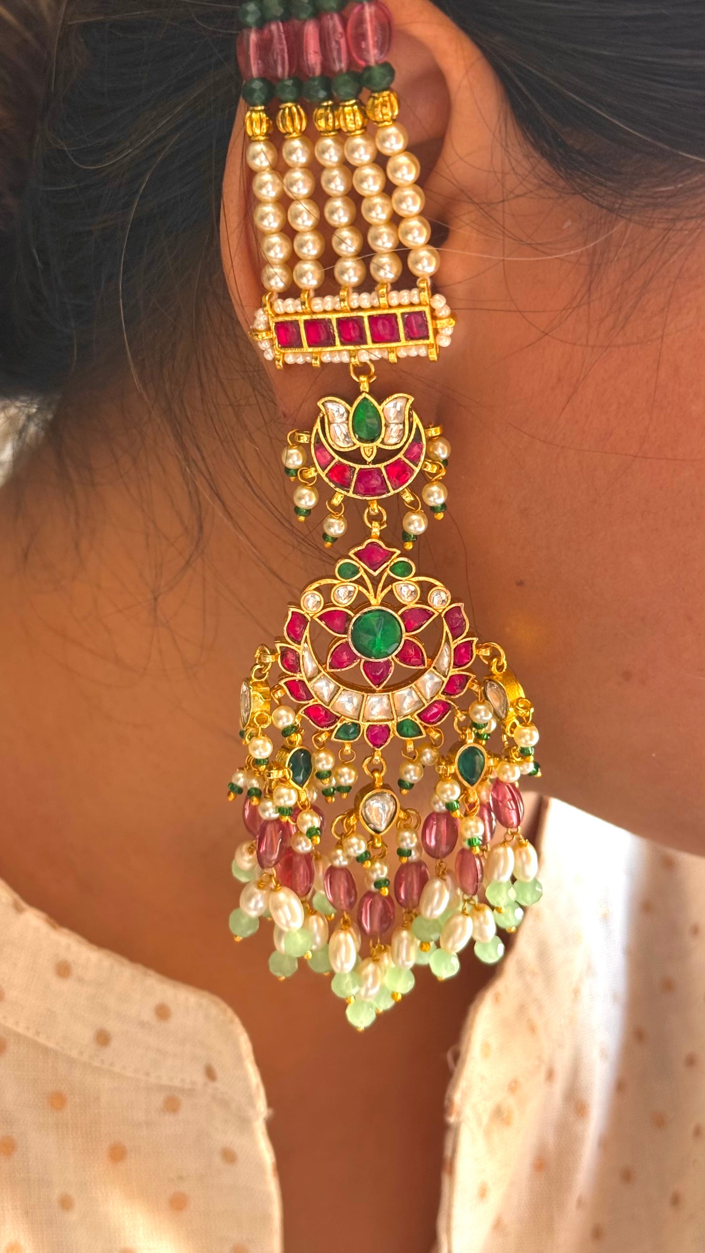 Handmand pachi kundan mughal heritage Earrings