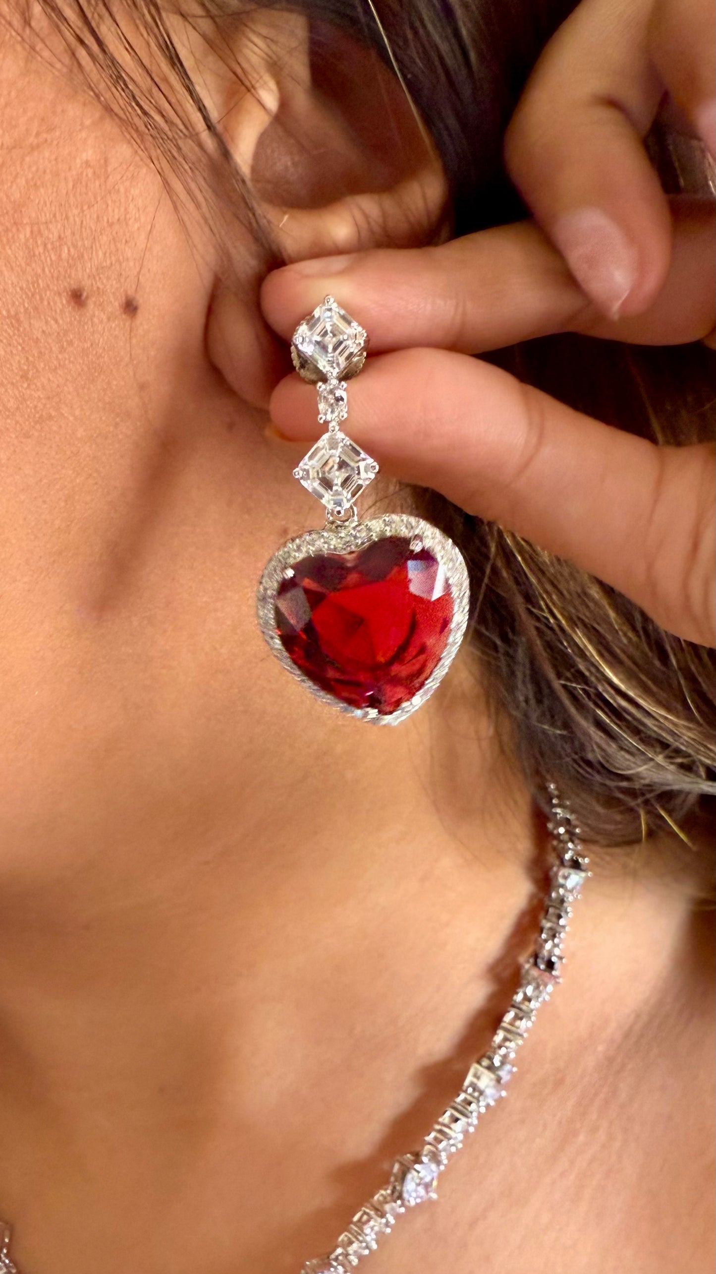 Viona Ruby heart diamond necklace