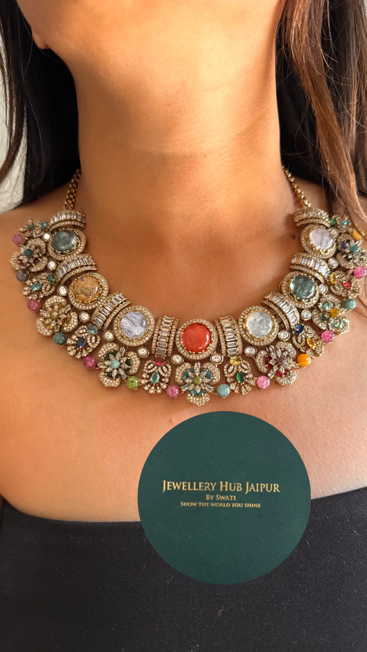 Sabyasachi inspired vintage real stone necklace