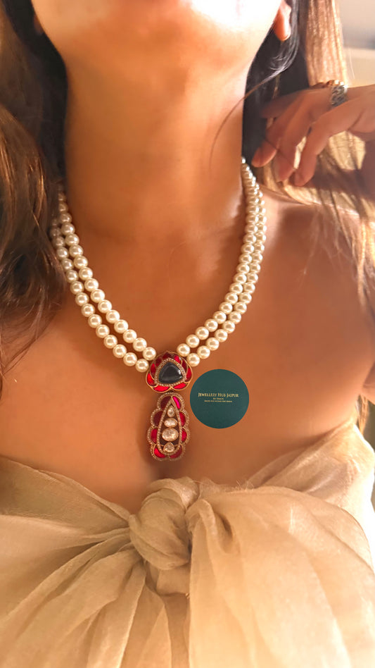 Rani pink katdana & sapphire doublet pearl pendant set