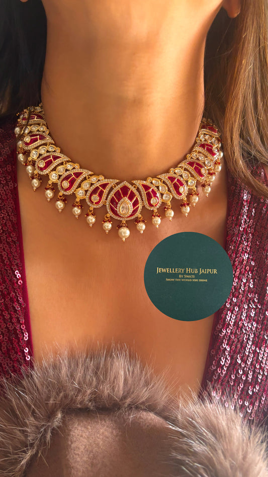 Ruby meenakari designer taker work necklace