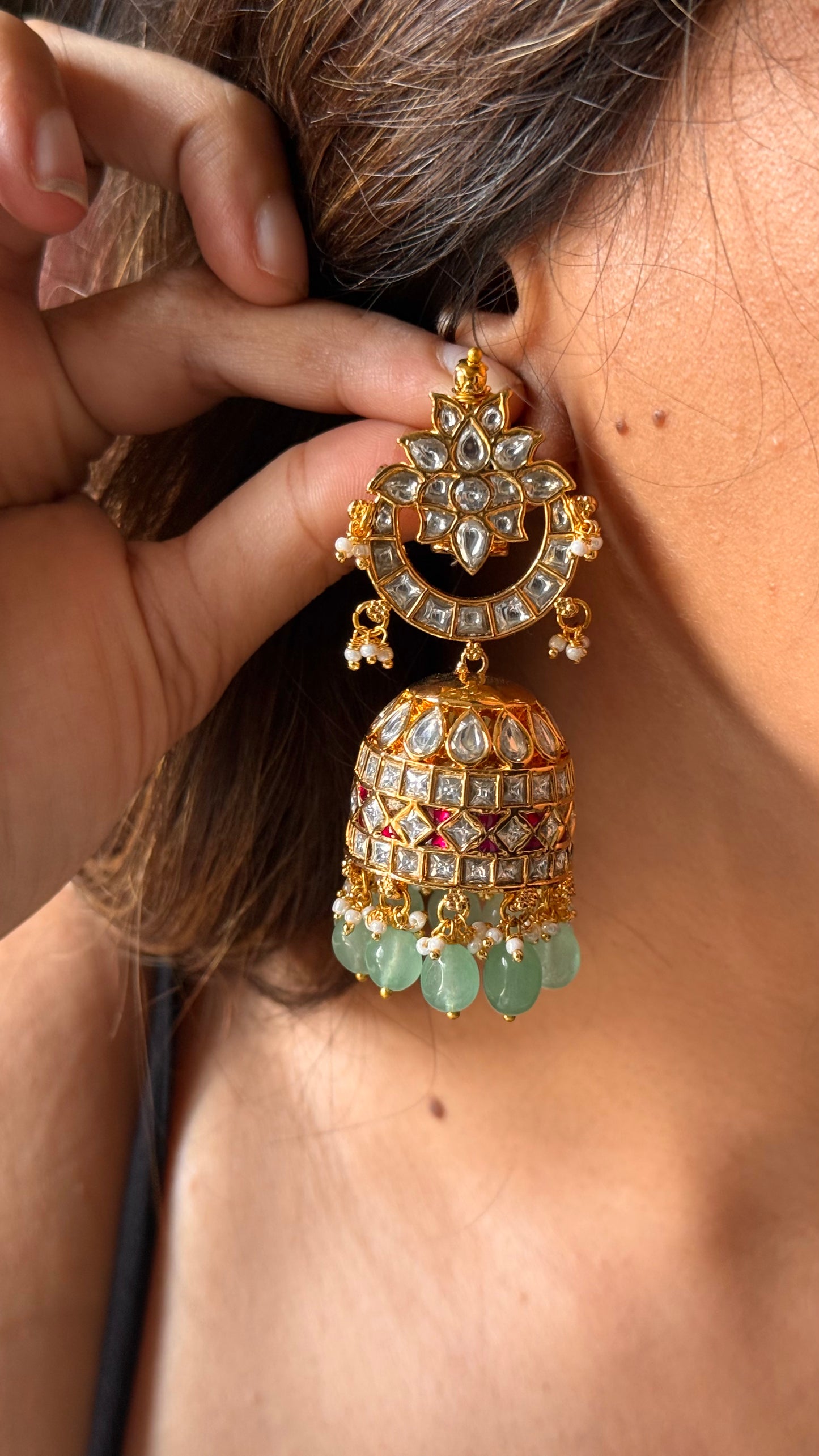 Paachi polki heritage jhumka