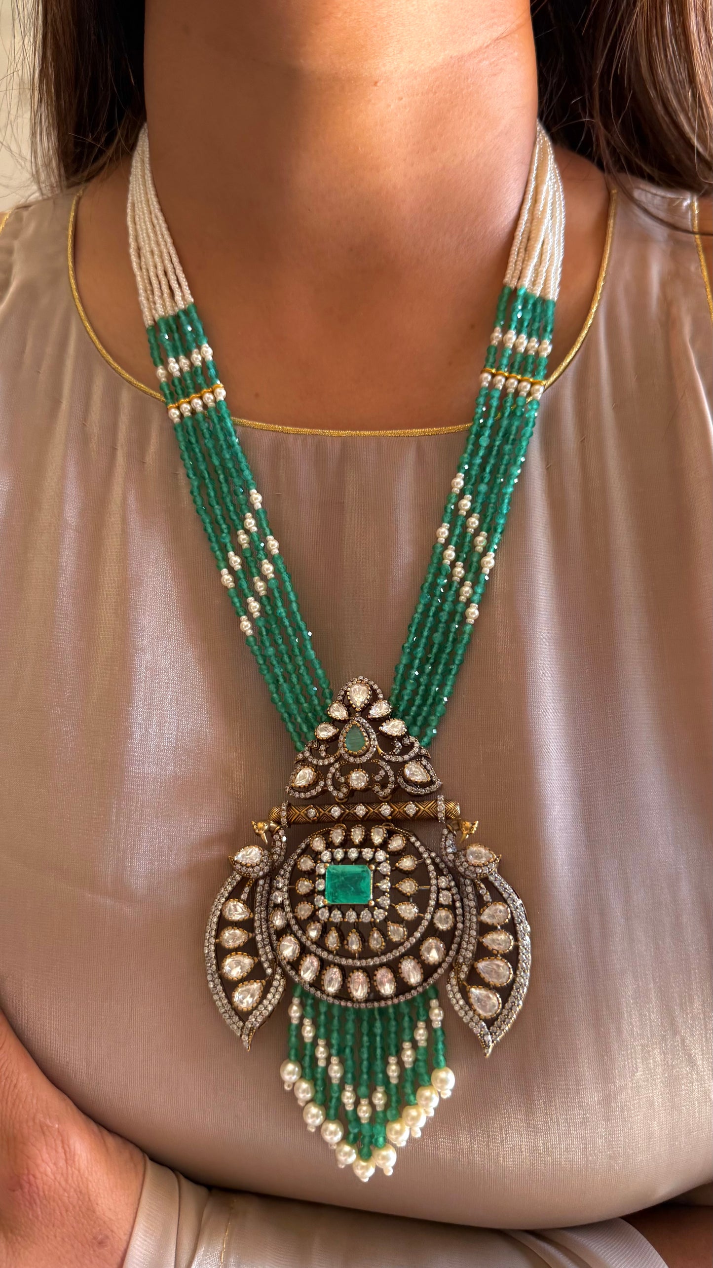 Parvati Mint heritage moissanite rani haar